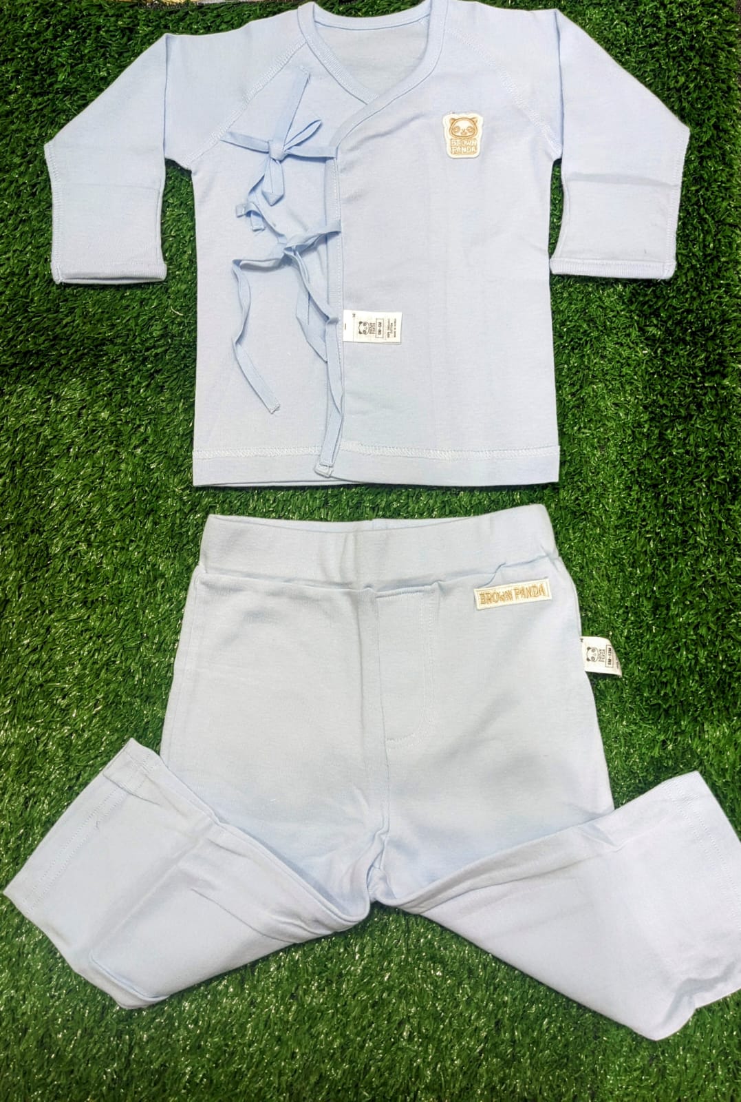 Sky Blue Organic Cotton Baby Clothing Set – Open Shirt & Trousers | Art No. CM0016-10