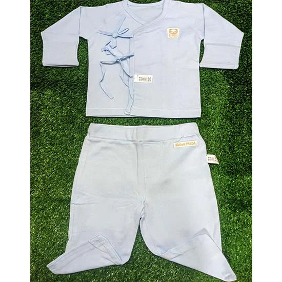 Sky Blue Organic Cotton Baby Clothing Set – Open Shirt & Trousers | Art No. CM0016-10