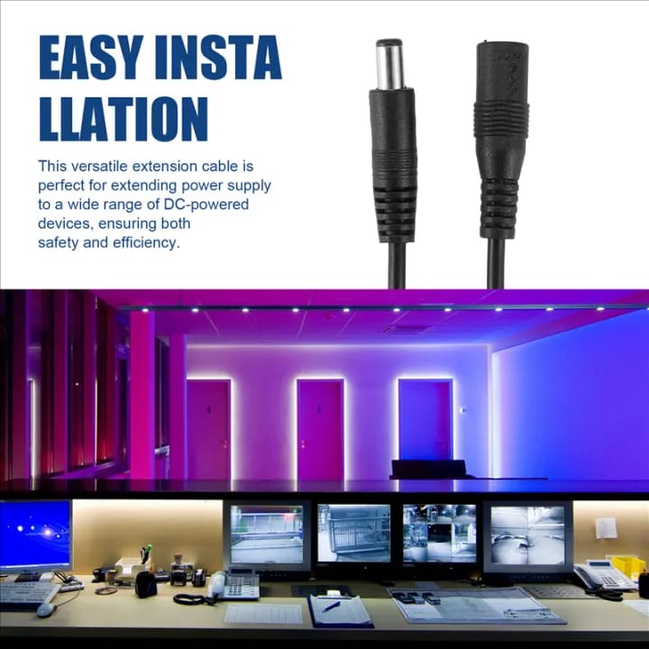 5M DC Power Extension Cable – Male to Female Plug for CCTV, LED Lights, Adapters