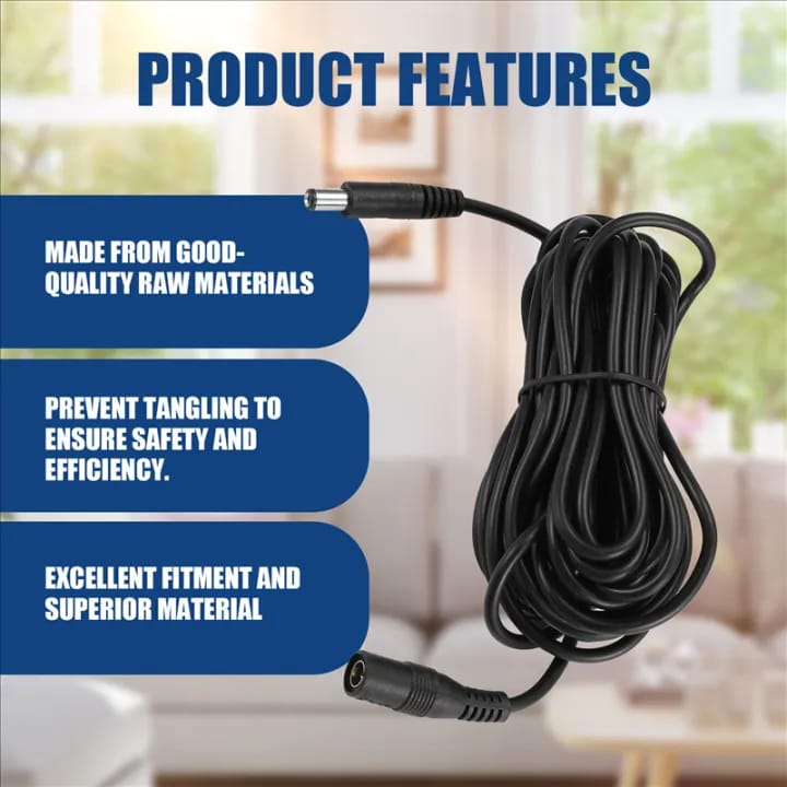 5M DC Power Extension Cable – Male to Female Plug for CCTV, LED Lights, Adapters