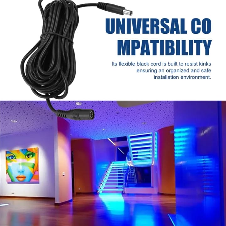 5M DC Power Extension Cable – Male to Female Plug for CCTV, LED Lights, Adapters