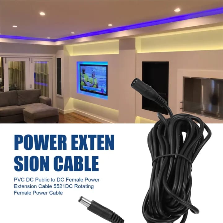 5M DC Power Extension Cable – Male to Female Plug for CCTV, LED Lights, Adapters