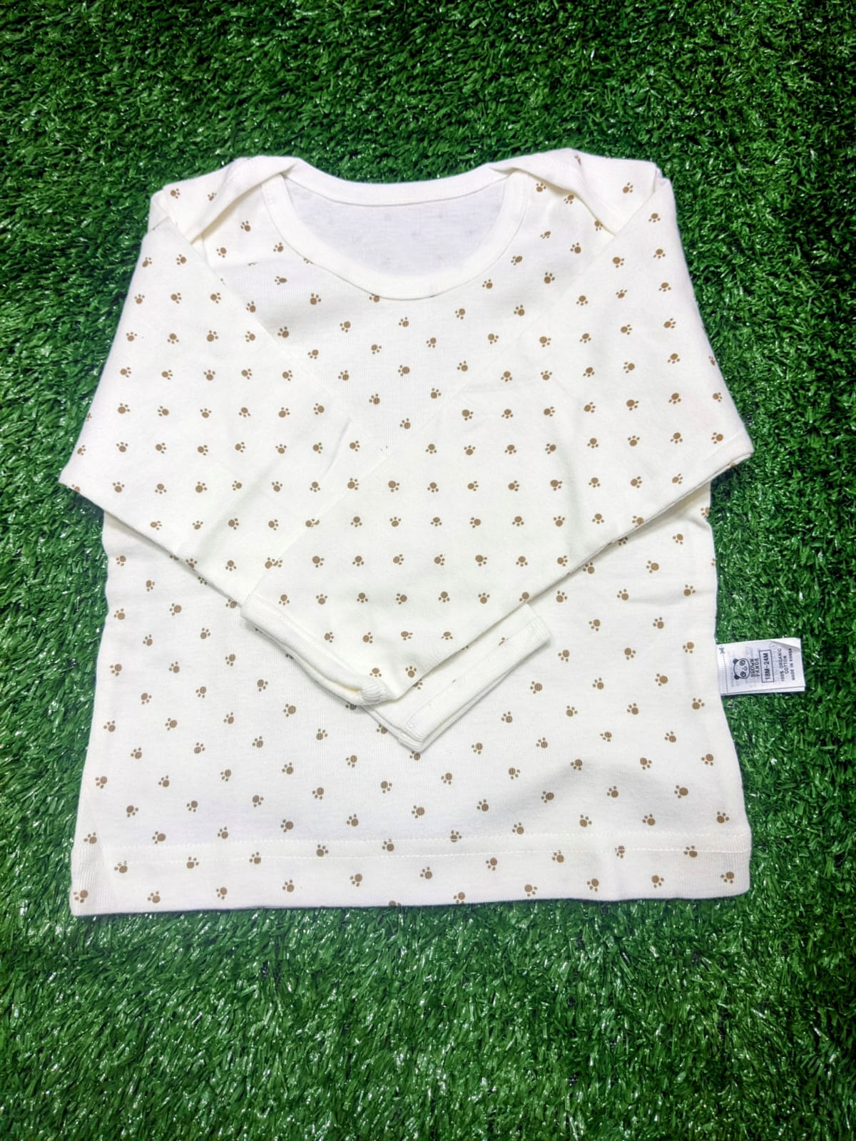 White Baby Shirt & Trousers Set – Pet Paw Print | 100% Organic Cotton | Art No. CM0005
