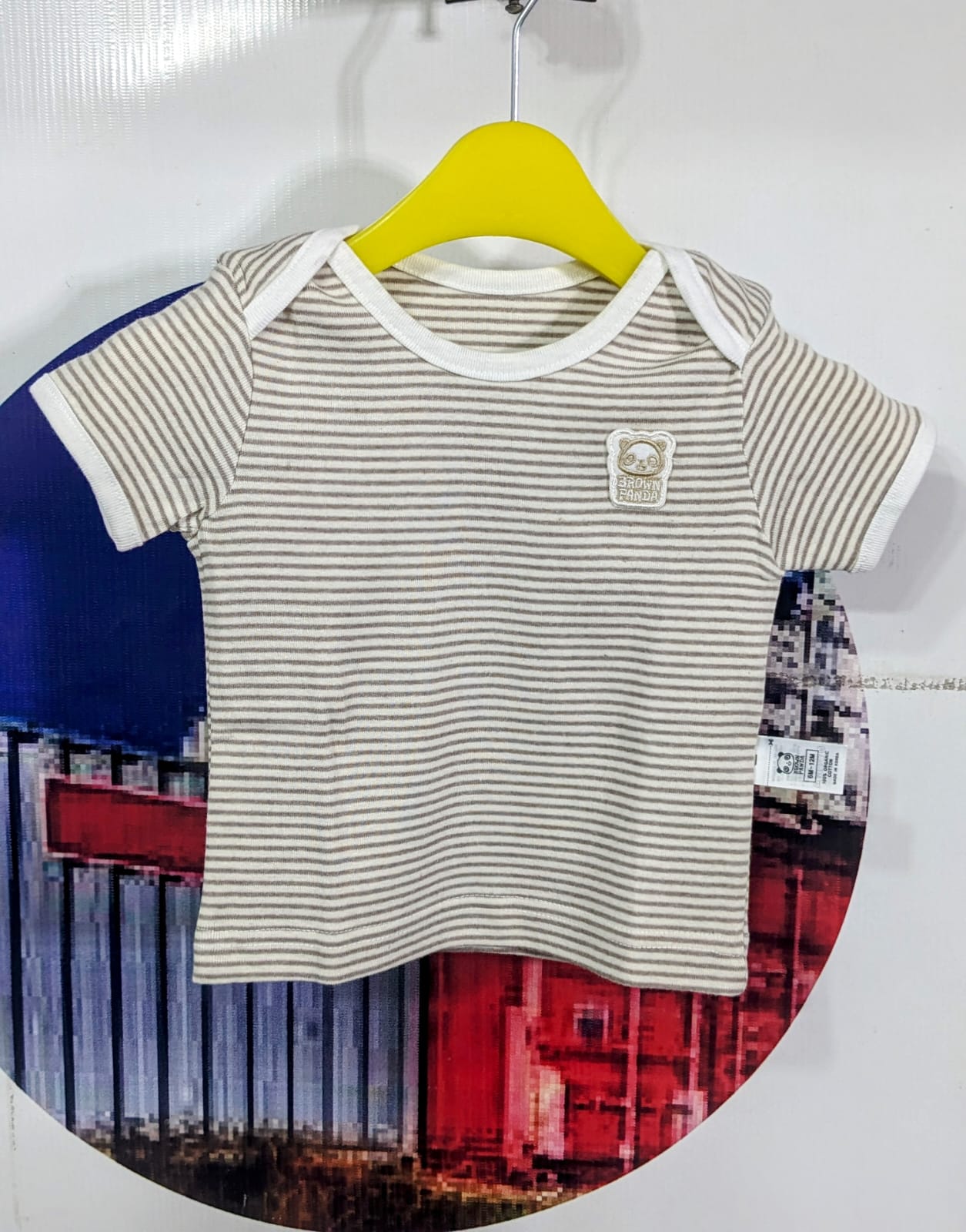 Skin Brown Striped Baby Shirt – 100% Organic Cotton | Art No. CM0009