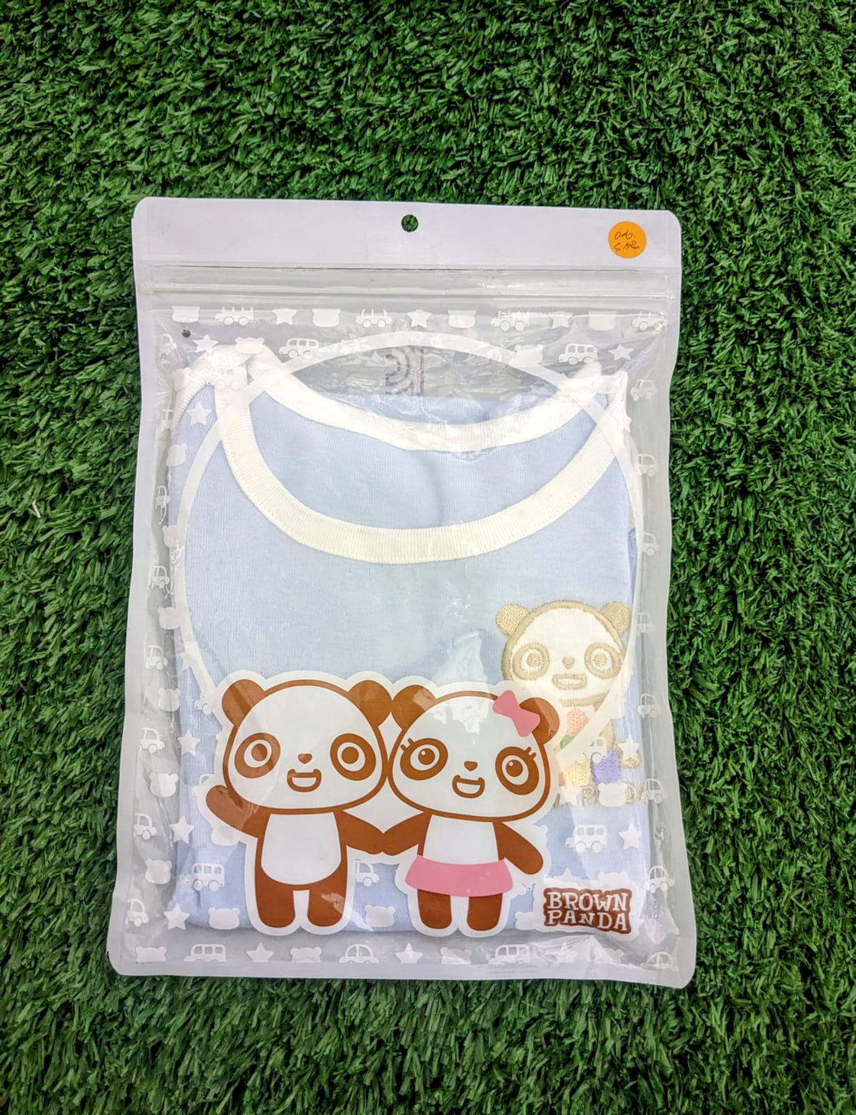 Sky Blue Baby Romper with White Collar & Sleeves – 100% Organic Cotton | Art No. CM0011