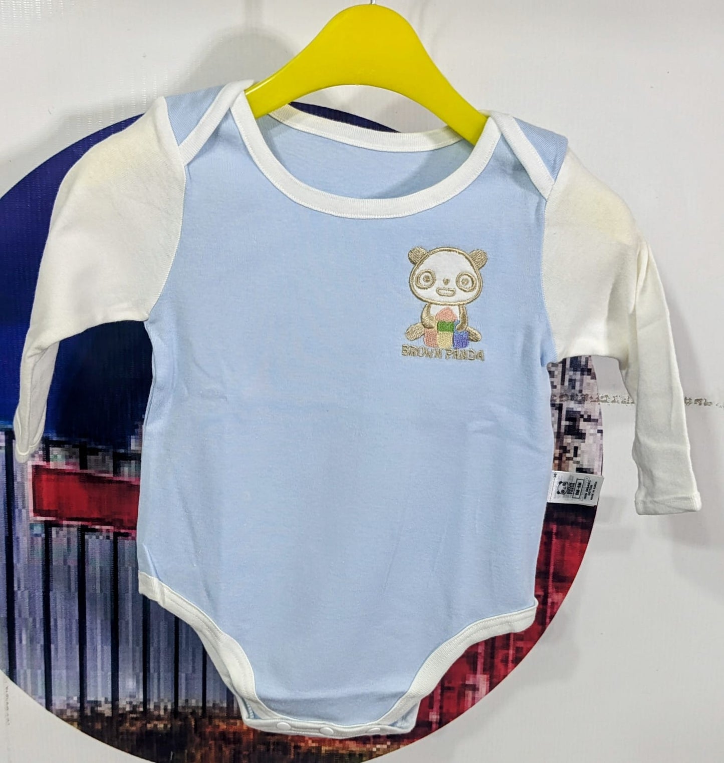 Sky Blue Baby Romper with White Collar & Sleeves – 100% Organic Cotton | Art No. CM0011