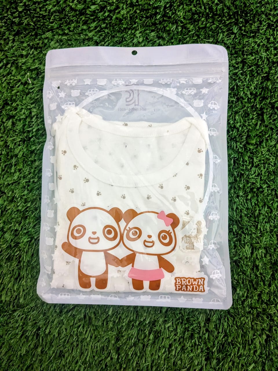 Brown Panda Baby Boy Romper – Full Sleeves, Half Bottom | 100% Organic Cotton | Art No. CM0004