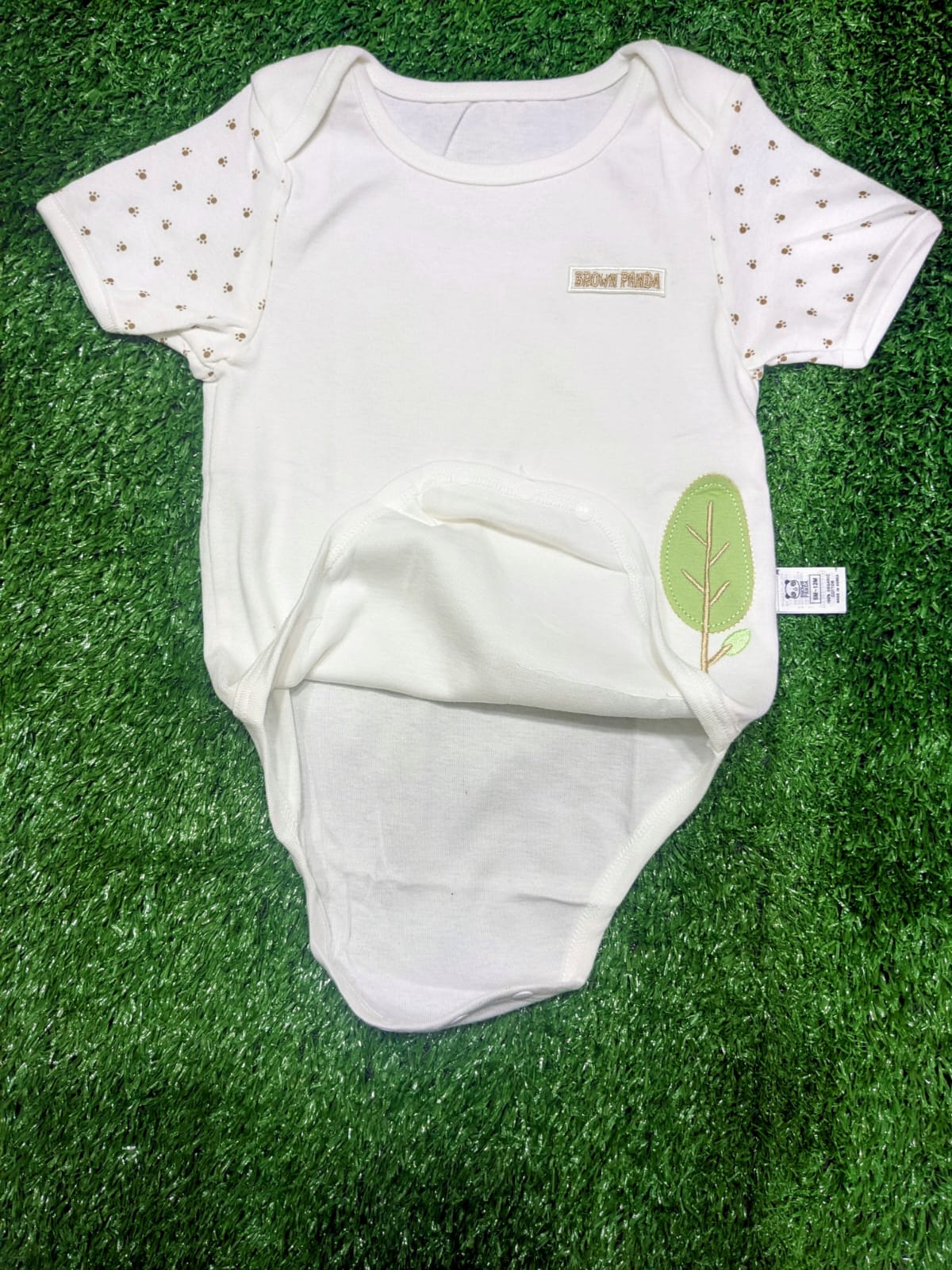Brown Panda Baby Boy Romper – Half Sleeves | 100% Organic Cotton | Art No. CM0001