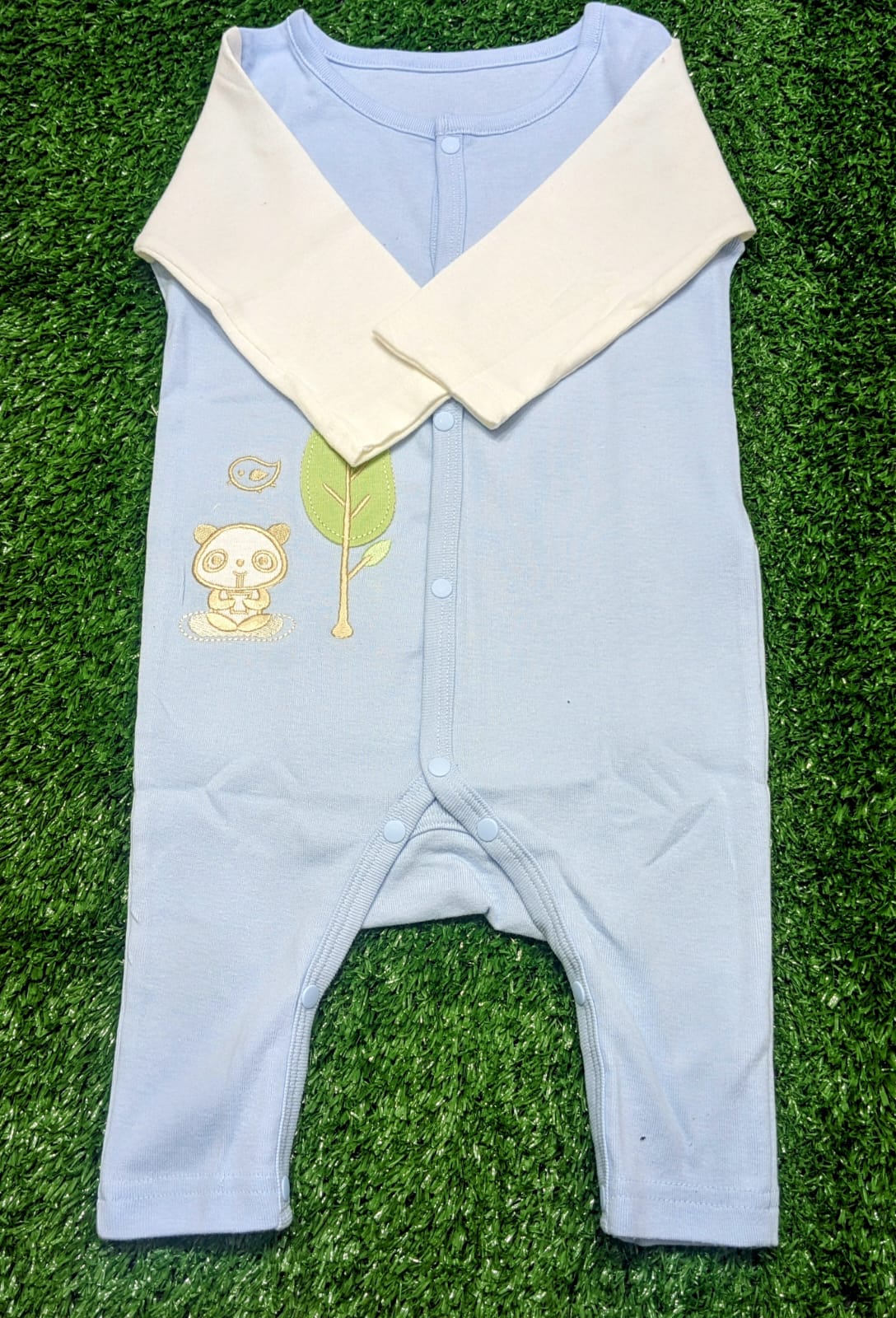 Brown Panda Baby Boy Romper – Full Sleeves | 100% Organic Cotton | Art No. CM0017