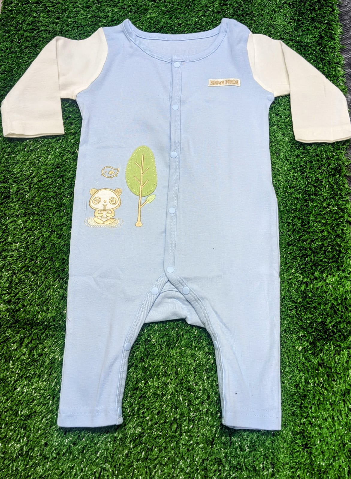 Brown Panda Baby Boy Romper – Full Sleeves | 100% Organic Cotton | Art No. CM0017