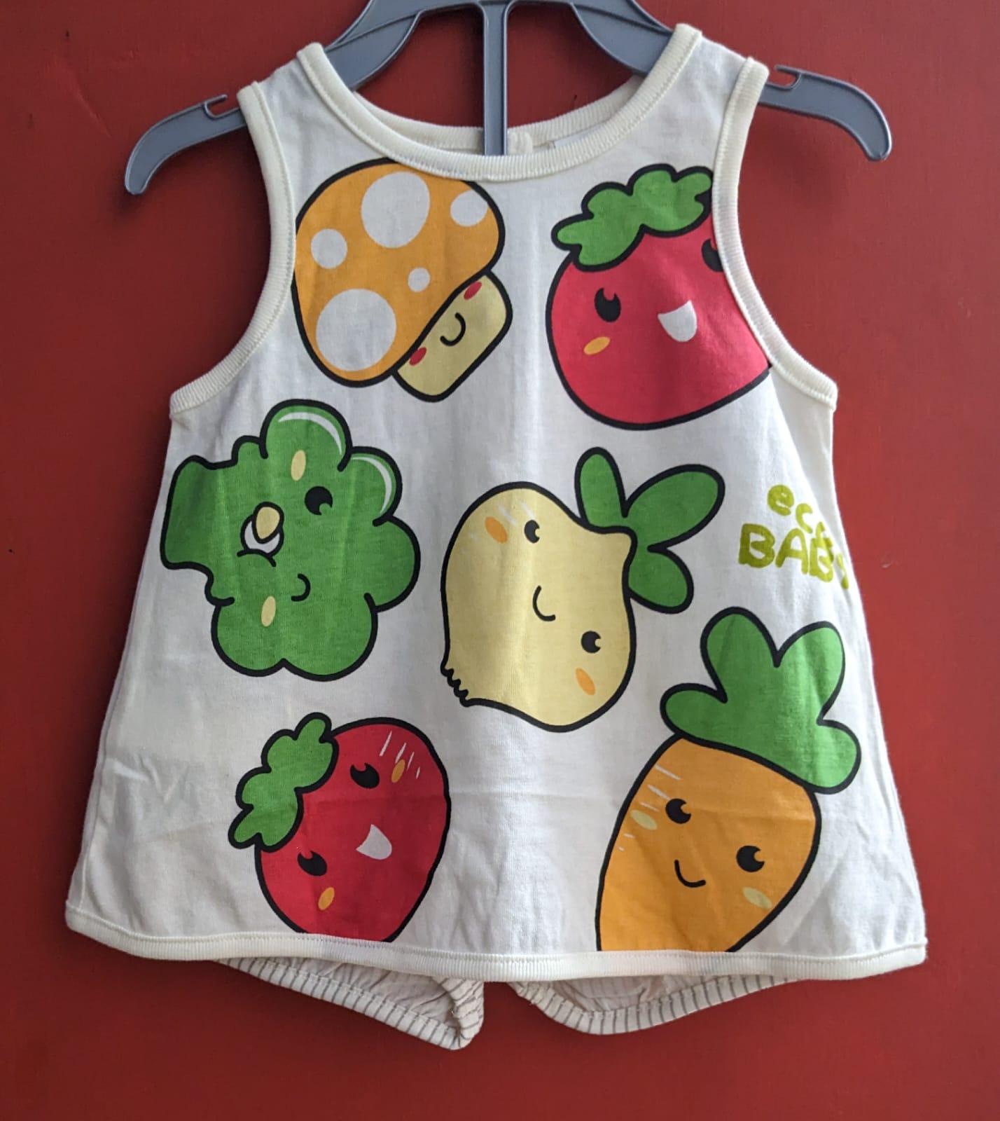 Striped Shorts & Vegetable Print Sleeveless Shirt Set – Baby Summer Outfit | Art No. CM0024