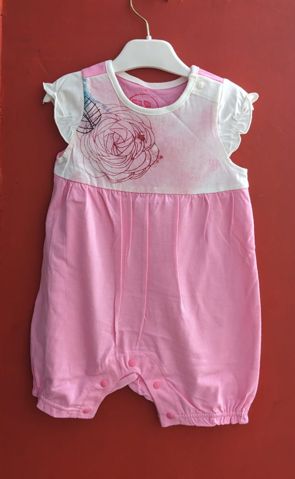 Pink Baby Romper – Half Sleeves | Organic Cotton | Art Number CM0029