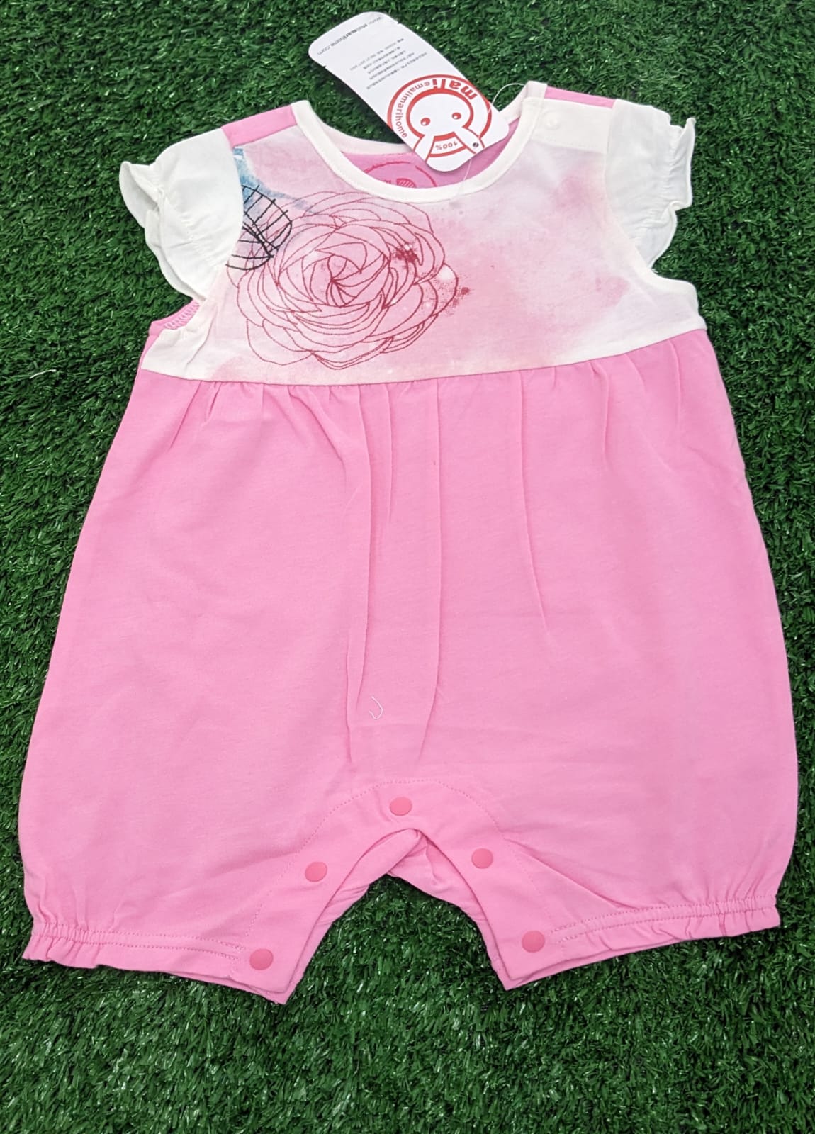 Pink Baby Romper – Half Sleeves | Organic Cotton | Art Number CM0029