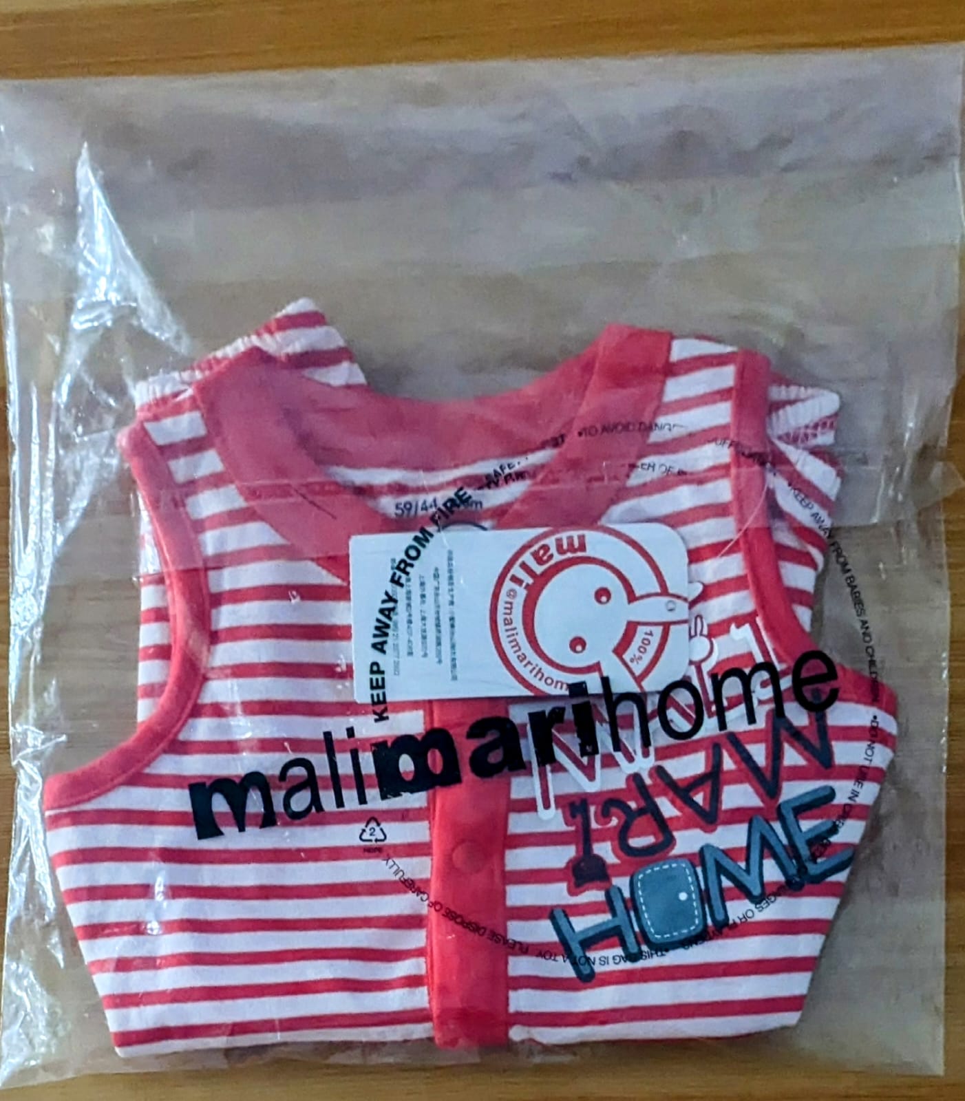 Red Striped Sleeveless Baby Romper | Organic Cotton | Art Number CM0034