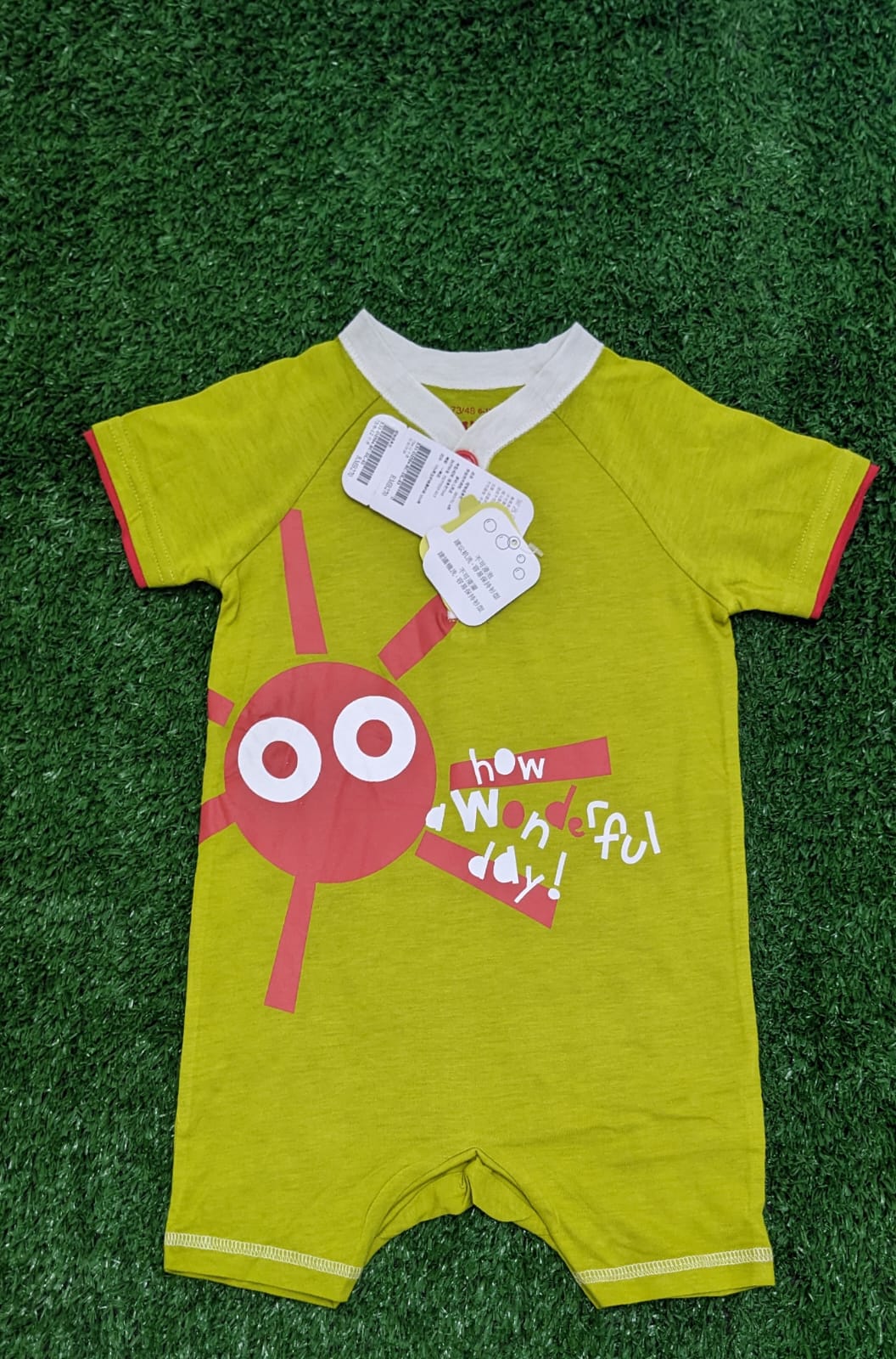Green Baby Romper – Half Sleeves | Organic Cotton | Art Number CM0036