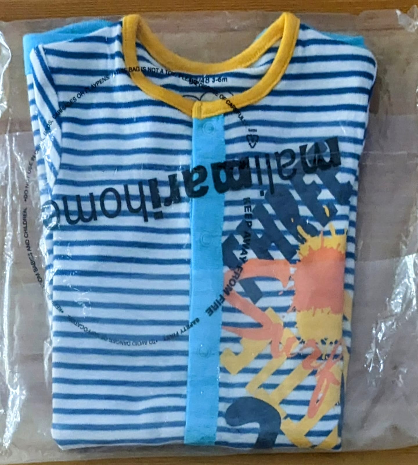 Blue Striped Baby Romper – Half Sleeves | Organic Cotton | Art Number CM0037