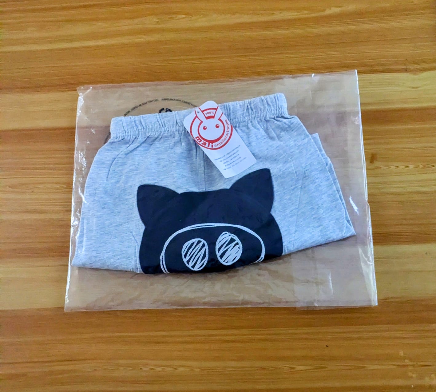 Grey Baby Shorts with Bear Patch – Soft Cotton | Art Number CM0039