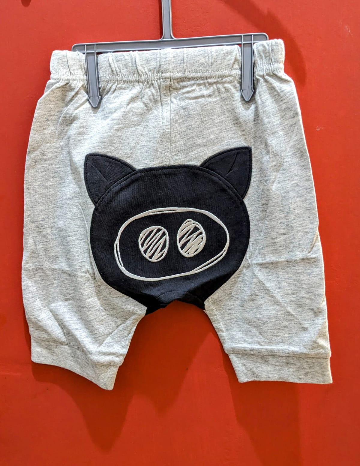 Grey Baby Shorts with Bear Patch – Soft Cotton | Art Number CM0039