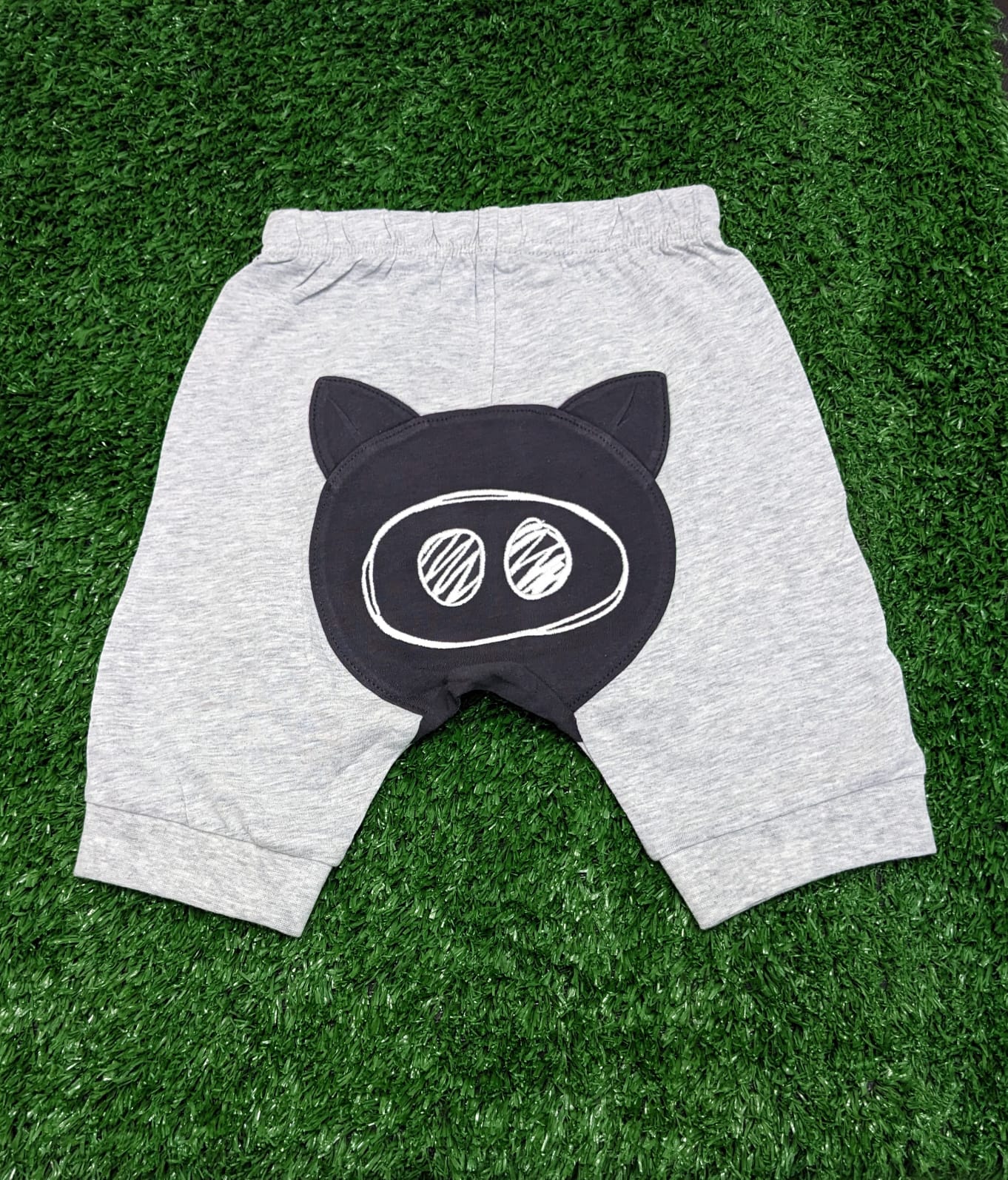 Grey Baby Shorts with Bear Patch – Soft Cotton | Art Number CM0039