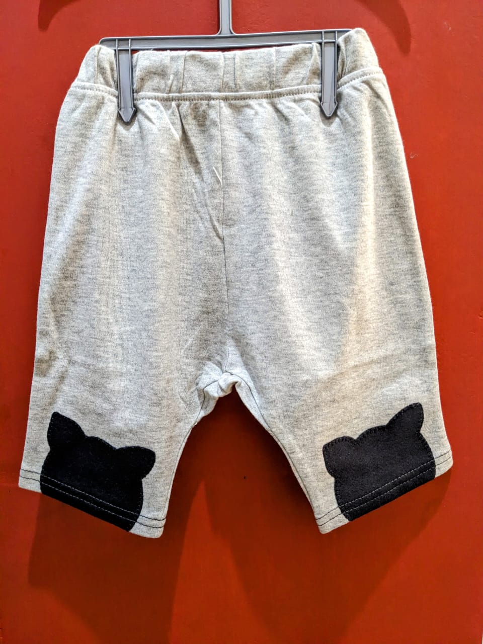 Grey Baby Shorts with Bear Patch – Soft Cotton | Art Number CM0039