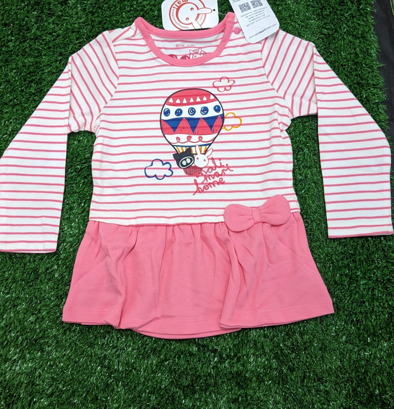 Pink Striped Baby Shirt – Full Frock Style | Organic Cotton | Art No. CM0041