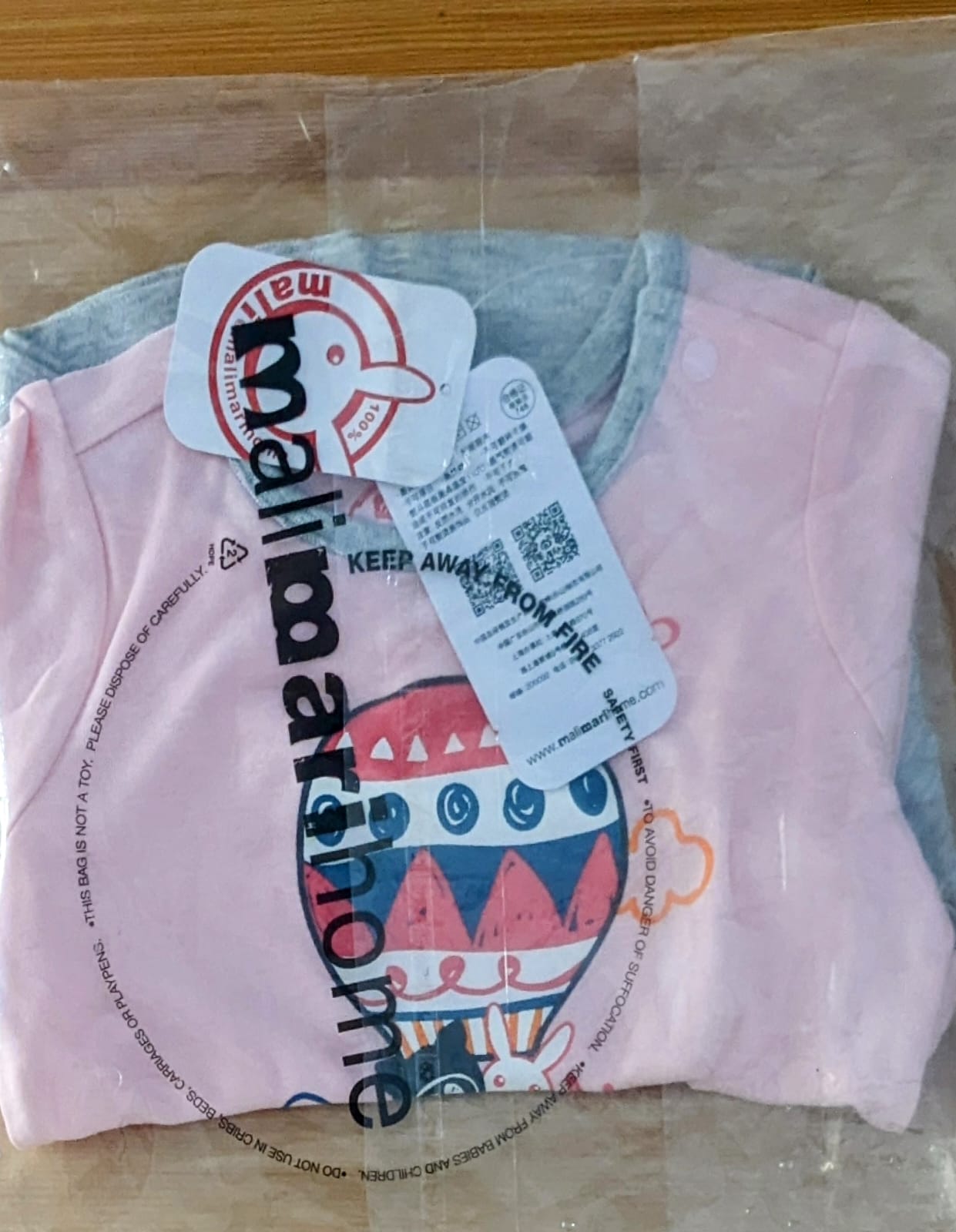 Pink & Grey Baby Shirt – Full Frock Style | Organic Cotton | Art No. CM0042