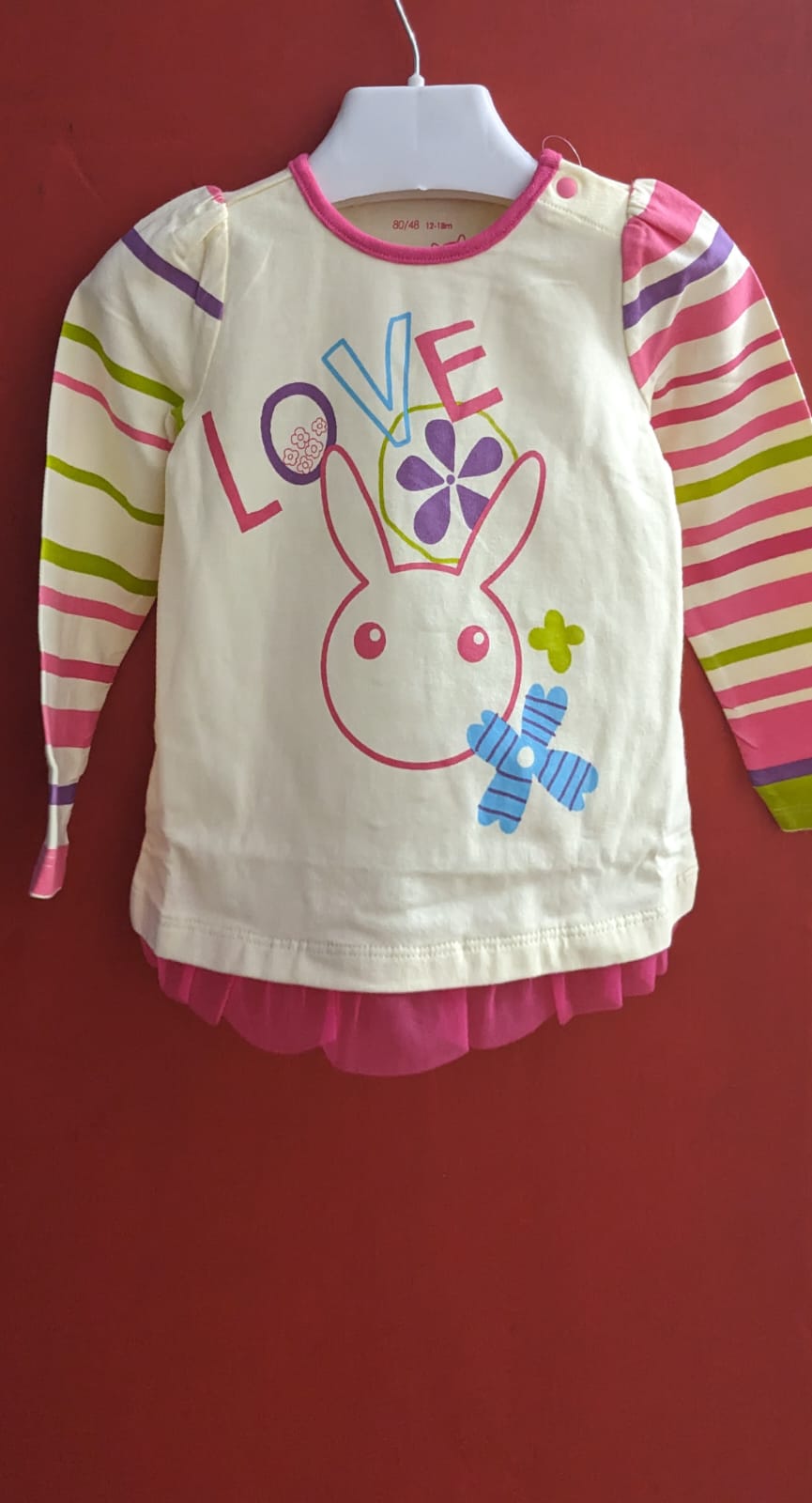 Skin-Colored Frock Style Baby Shirt with "Love" Design | Organic Cotton | Art No. CM0043