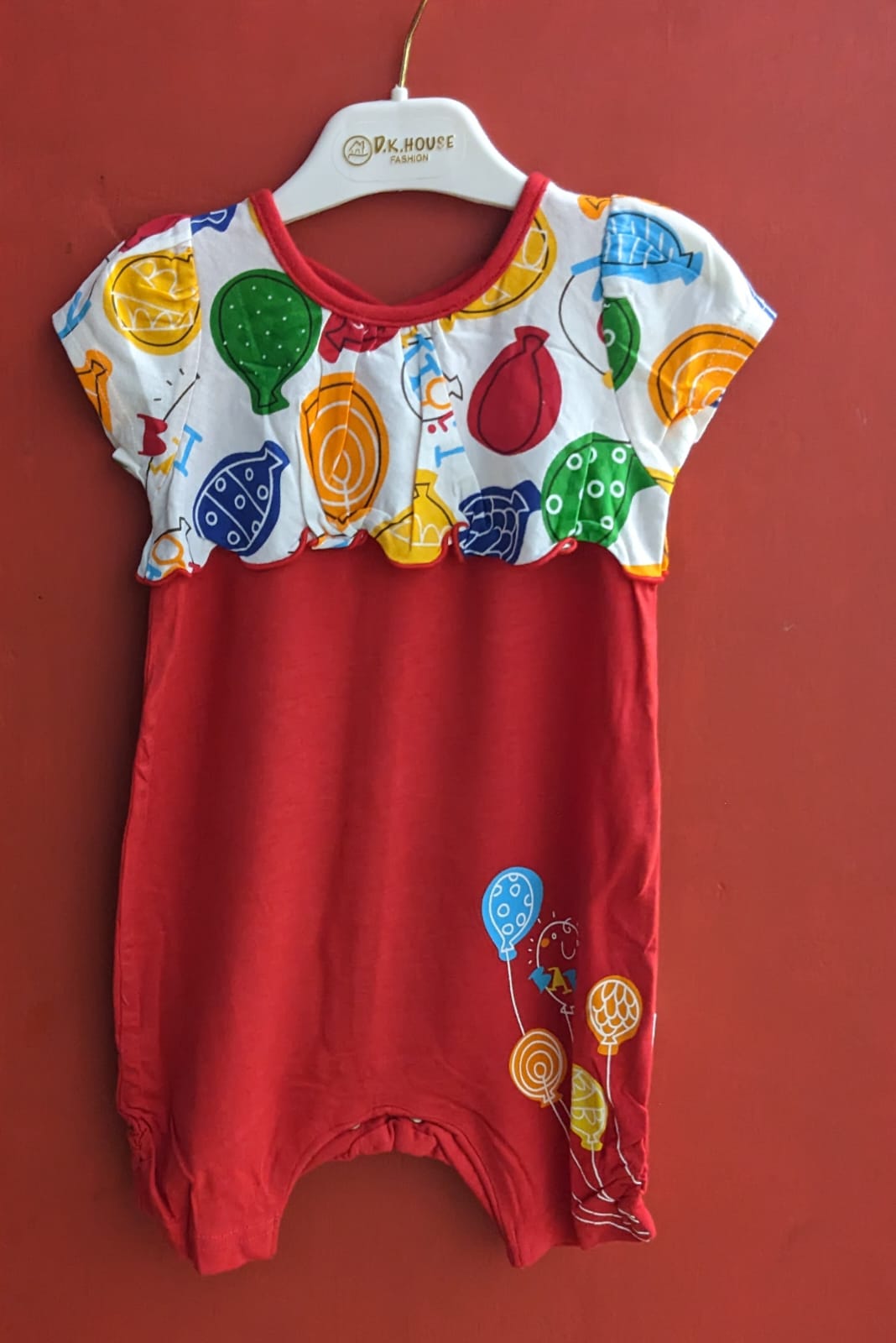 Red Baby Girl Romper – Half Sleeves | Organic Cotton | Art No. CM0046