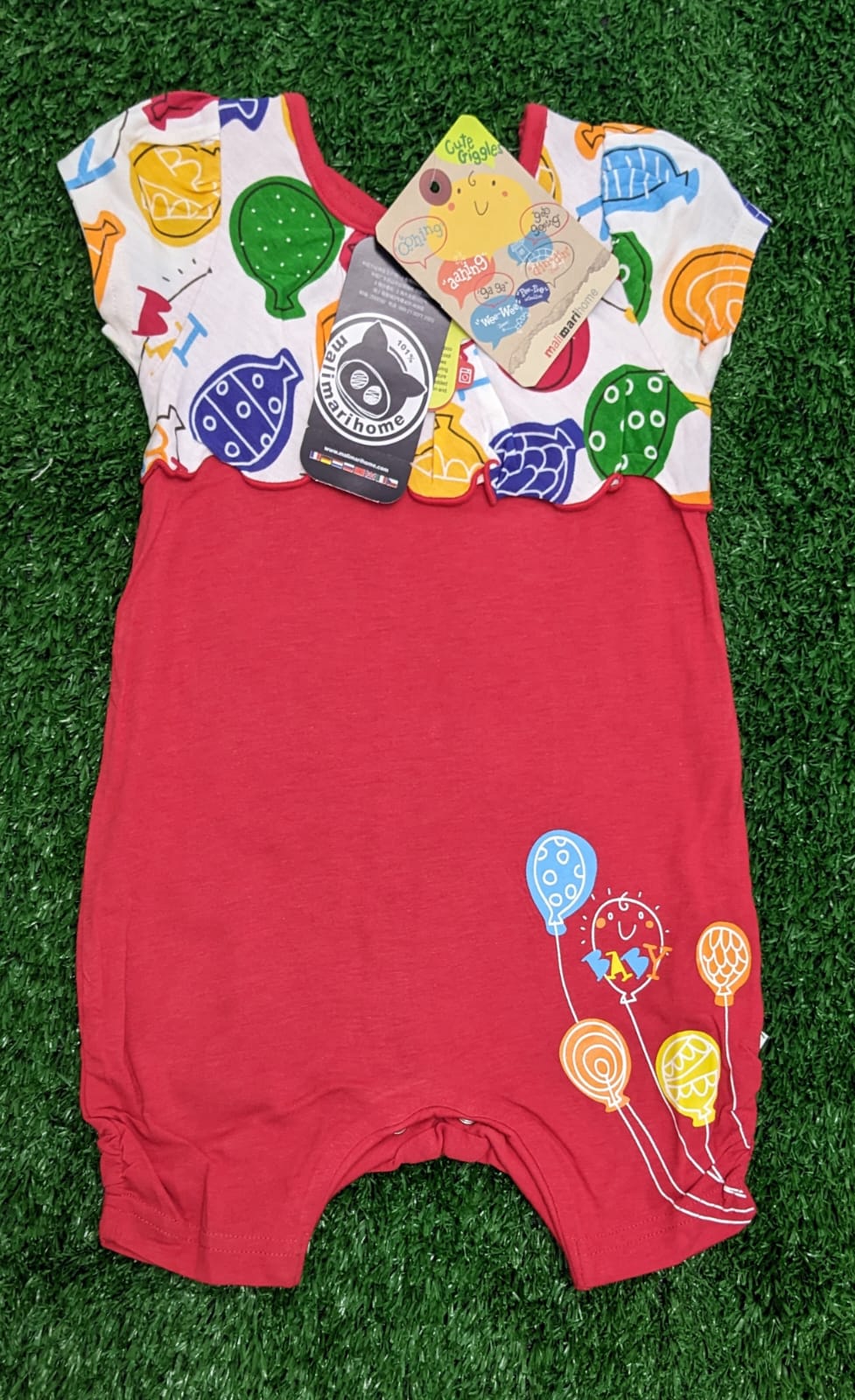 Red Baby Girl Romper – Half Sleeves | Organic Cotton | Art No. CM0046