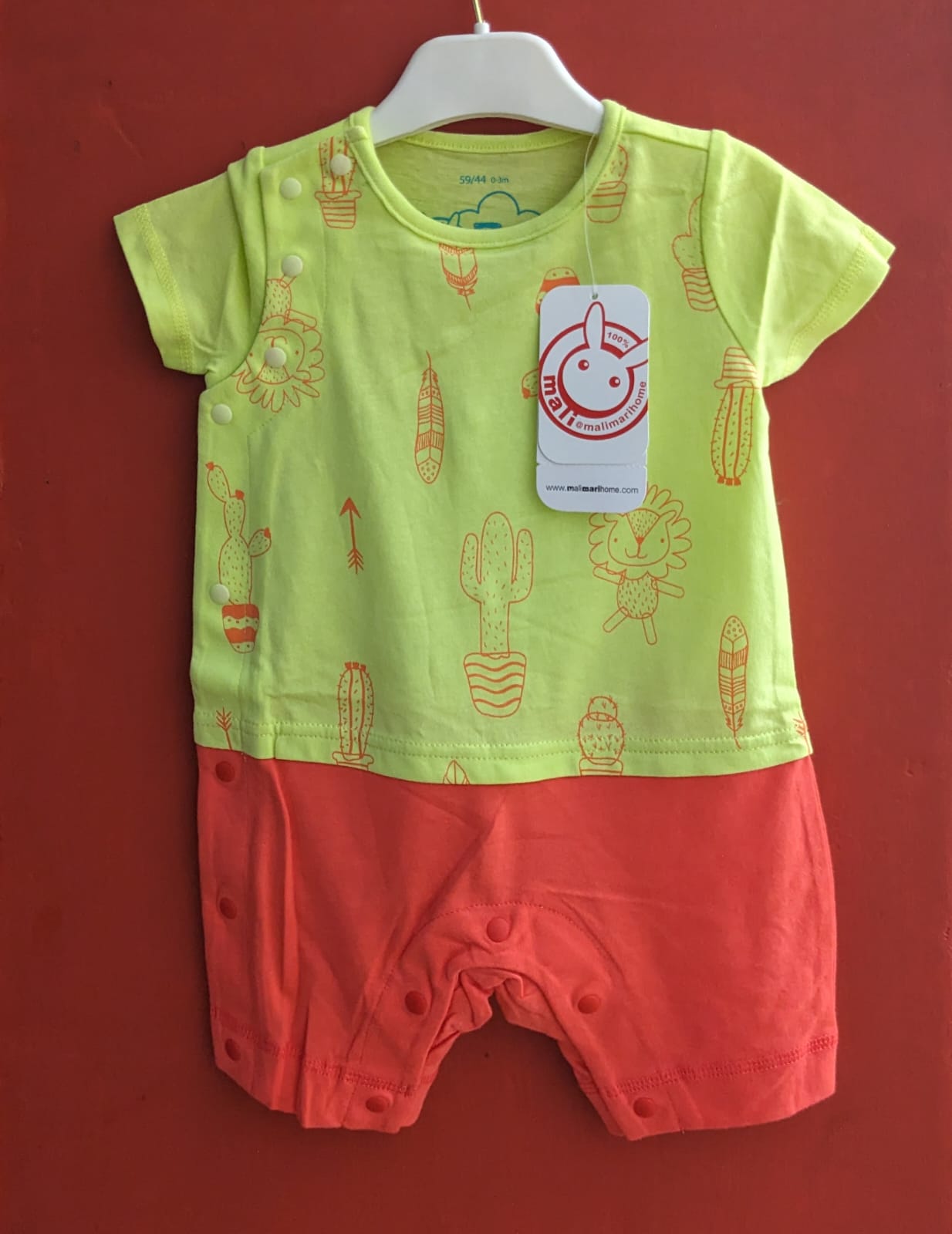 Green & Red Baby Romper – Half Sleeves | Organic Cotton | Art No. CM0049