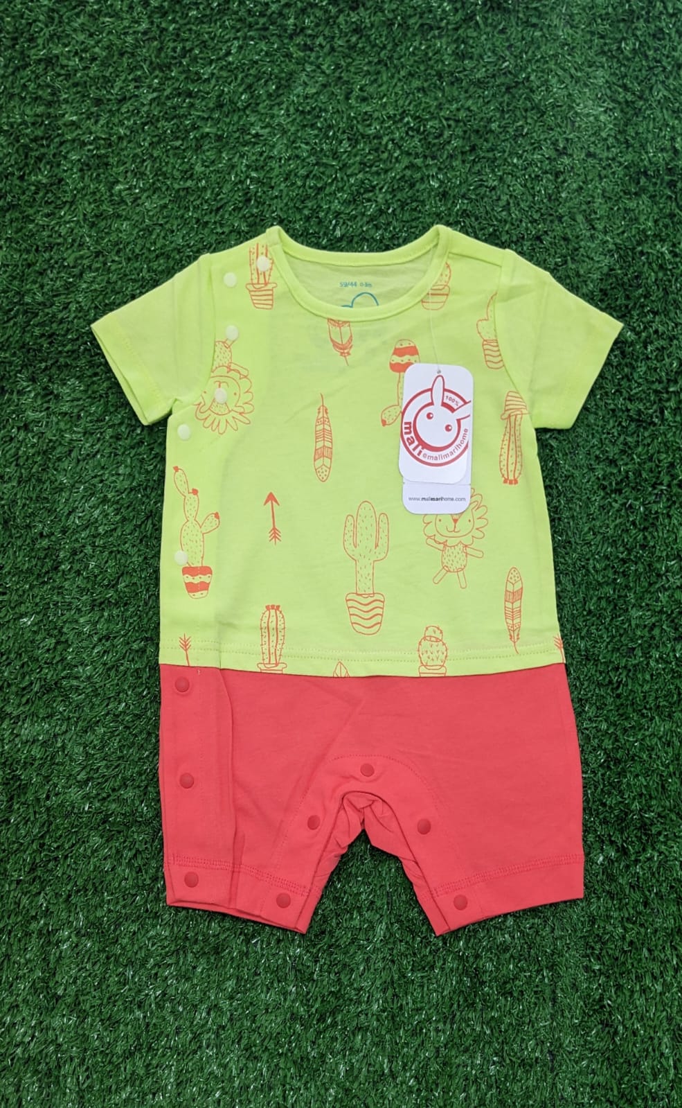 Green & Red Baby Romper – Half Sleeves | Organic Cotton | Art No. CM0049