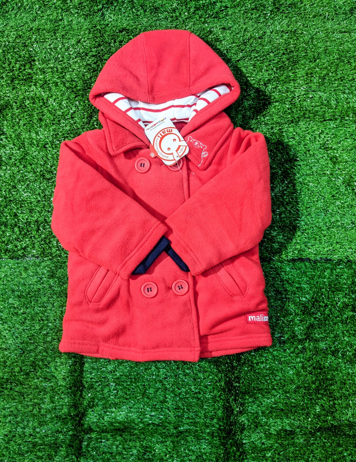 Red Baby Winter Coat with Hood – Double Cotton & Polyester Lined | Full Sleeve Jacket CM0087