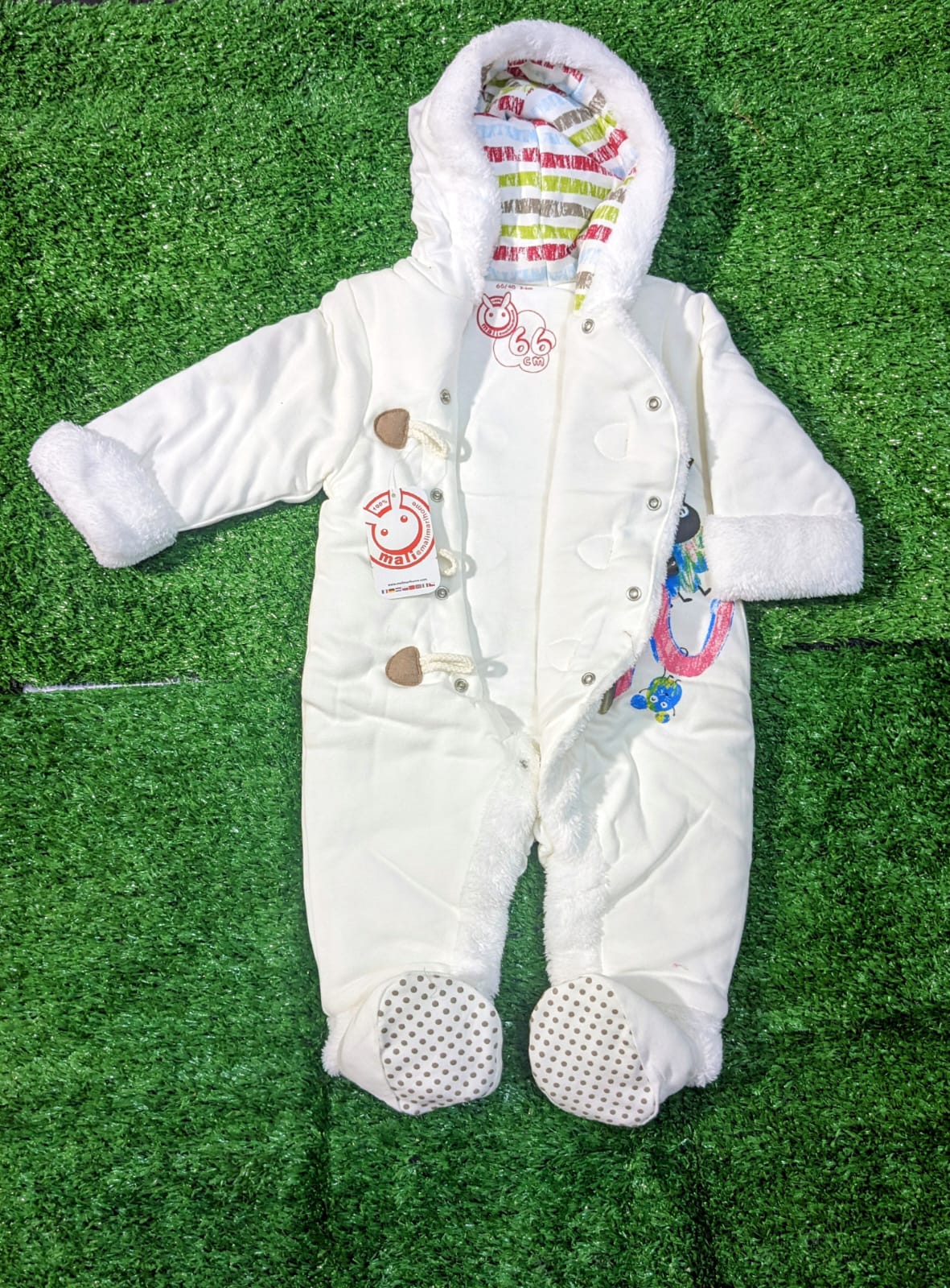 Baby Animal Print Romper with Hood – Full Body Suit | Double Cotton & Polyester Filled | CM0084
