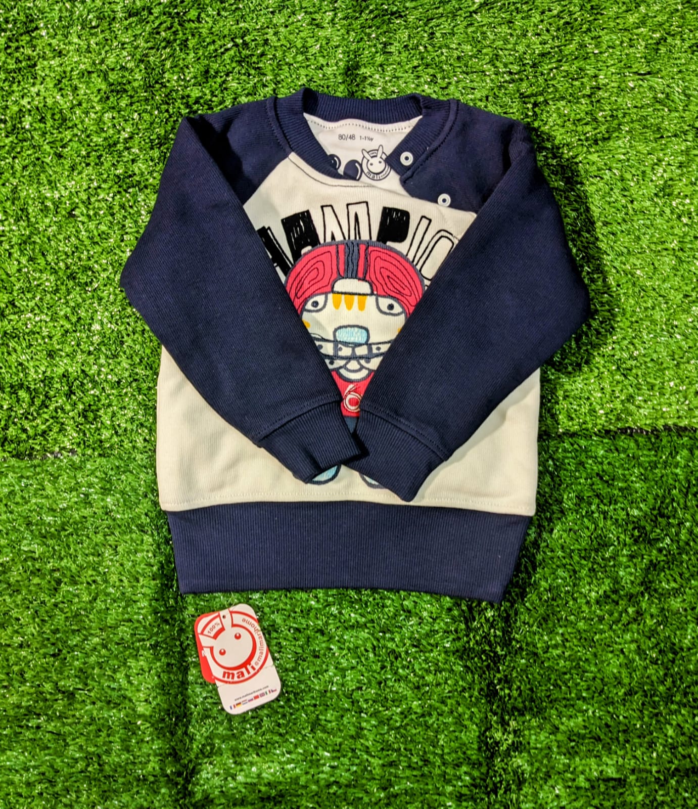 Full Sleeves Baby Shirt with Champion Cartoon – Double Cotton & Polyester Filling | Art Number CM0075