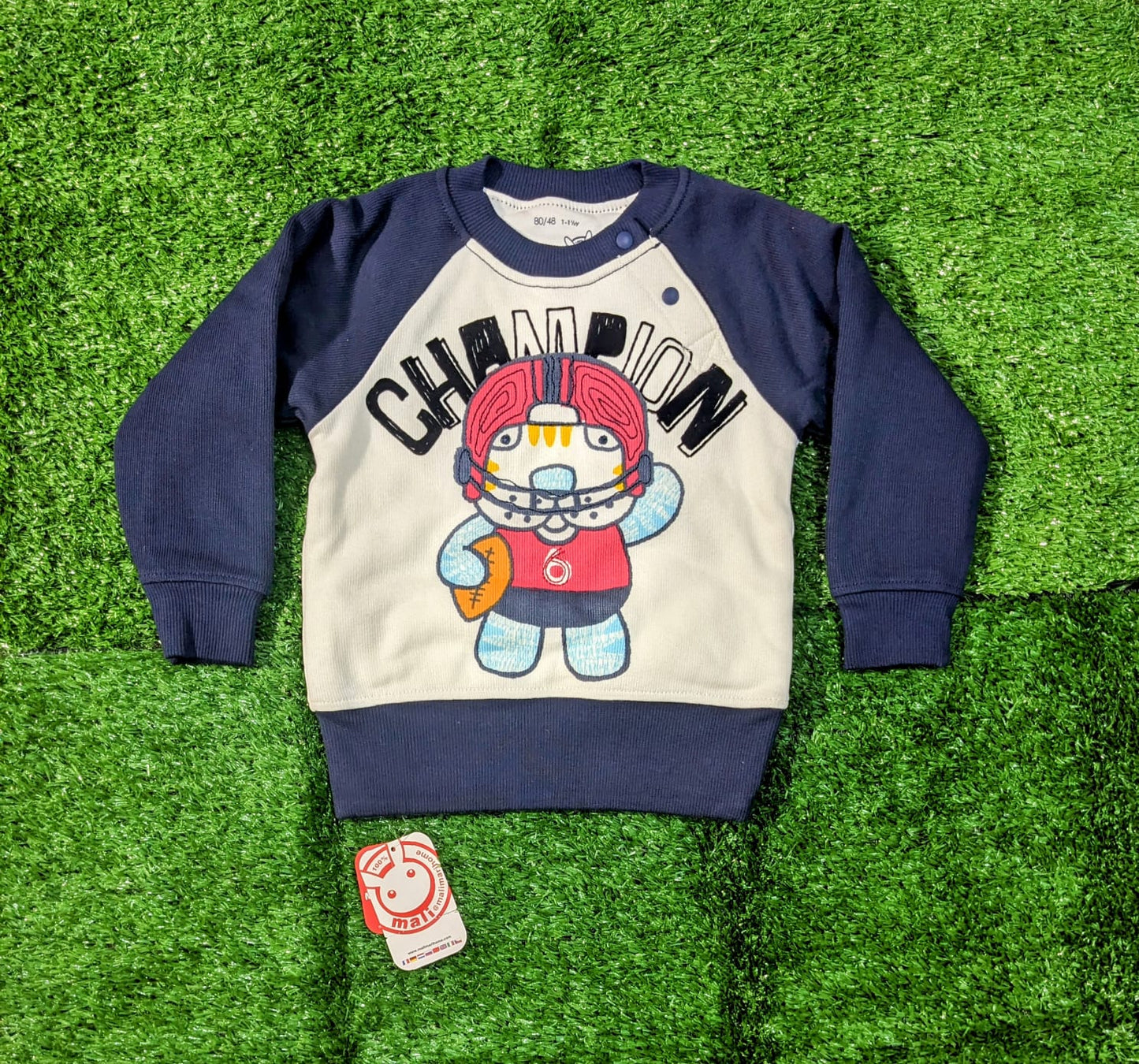 Full Sleeves Baby Shirt with Champion Cartoon – Double Cotton & Polyester Filling | Art Number CM0075