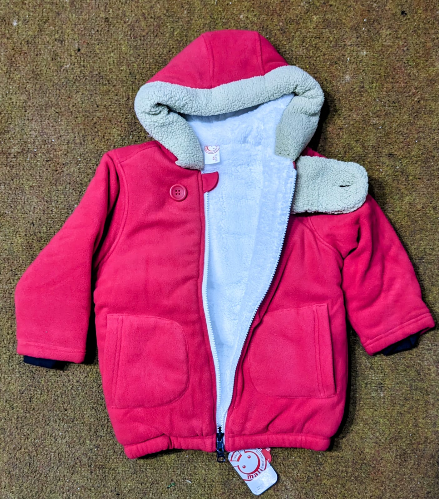 Red Full Sleeves Baby Hoodie | Double Cotton with Polyester Filling | Art No. CM0094
