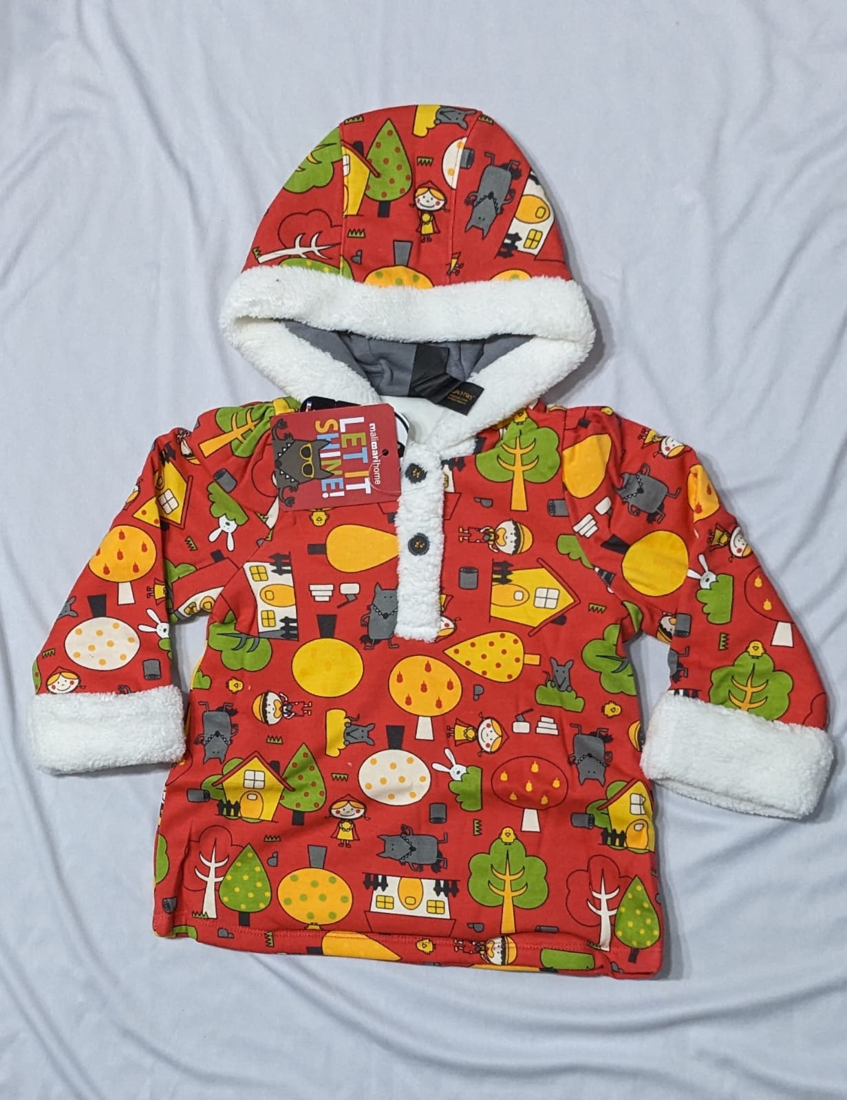 Red Cartoon Baby Hoodie | Full Sleeves | Colorful Print | Art No. CM0112