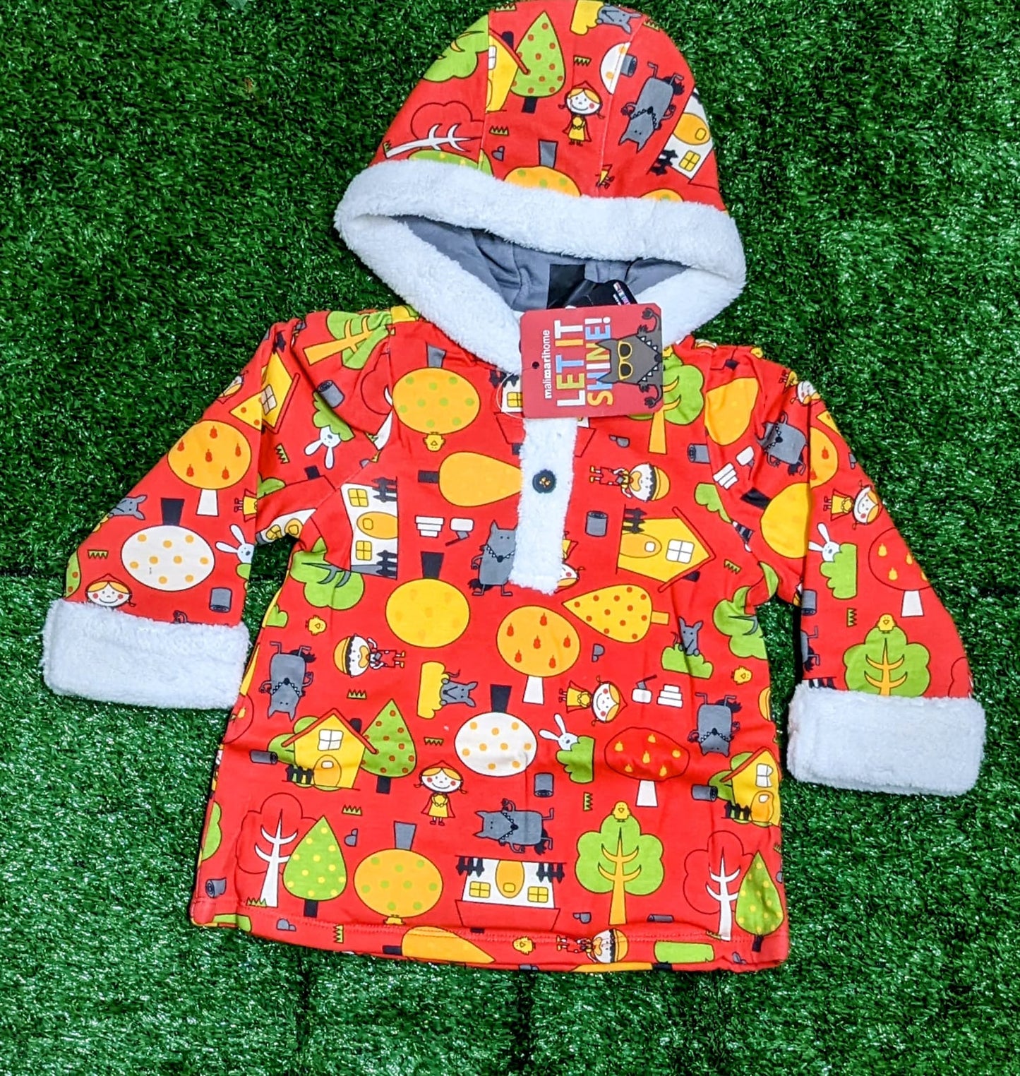 Red Cartoon Baby Hoodie | Full Sleeves | Colorful Print | Art No. CM0112
