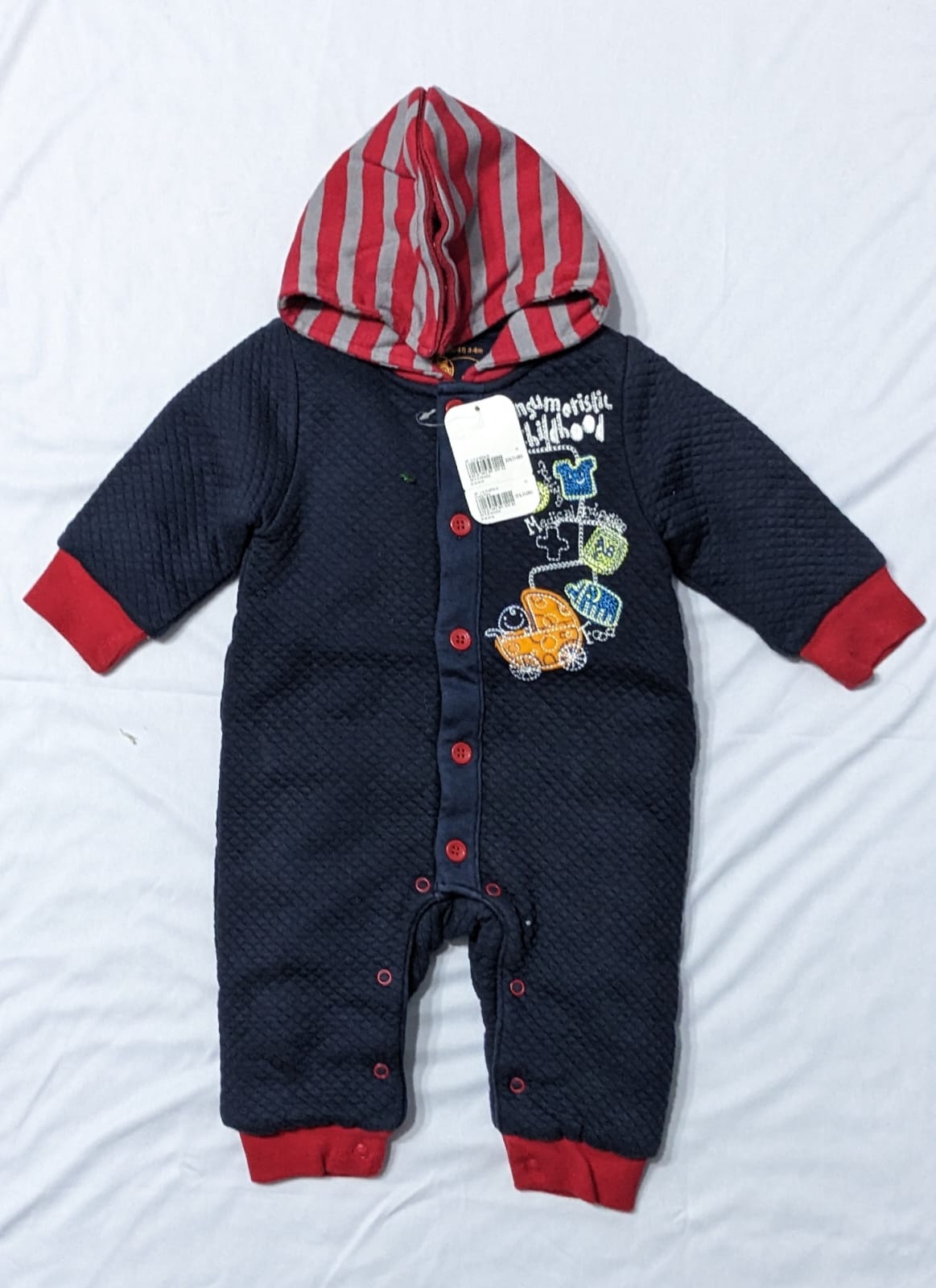 Full Sleeves Baby Romper with Hoodie | Double Layered Winter Wear | Art No. CM0100