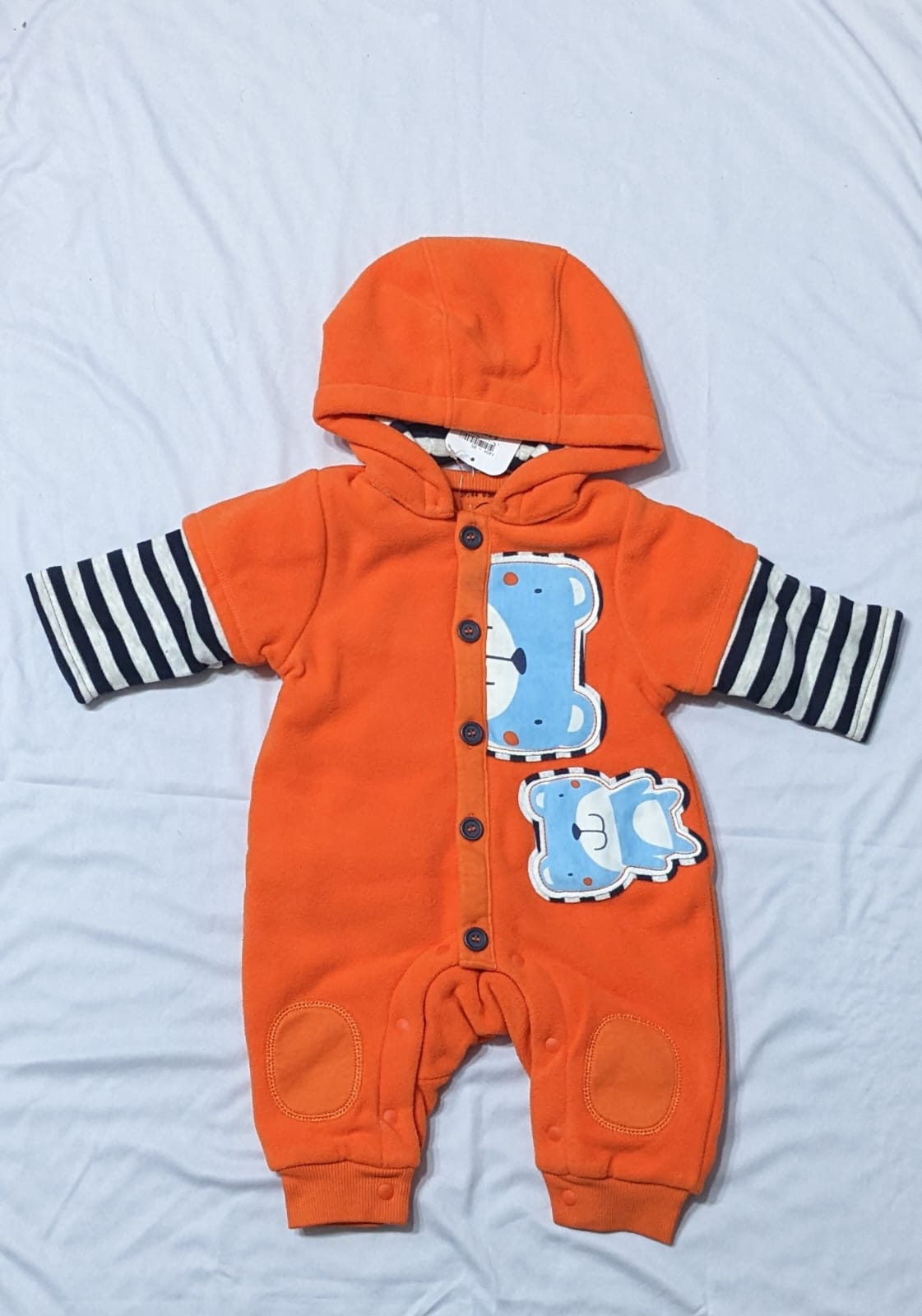 Full Body Baby Romper with Hoodie | B/W Full Sleeves Design | Art No. CM0113