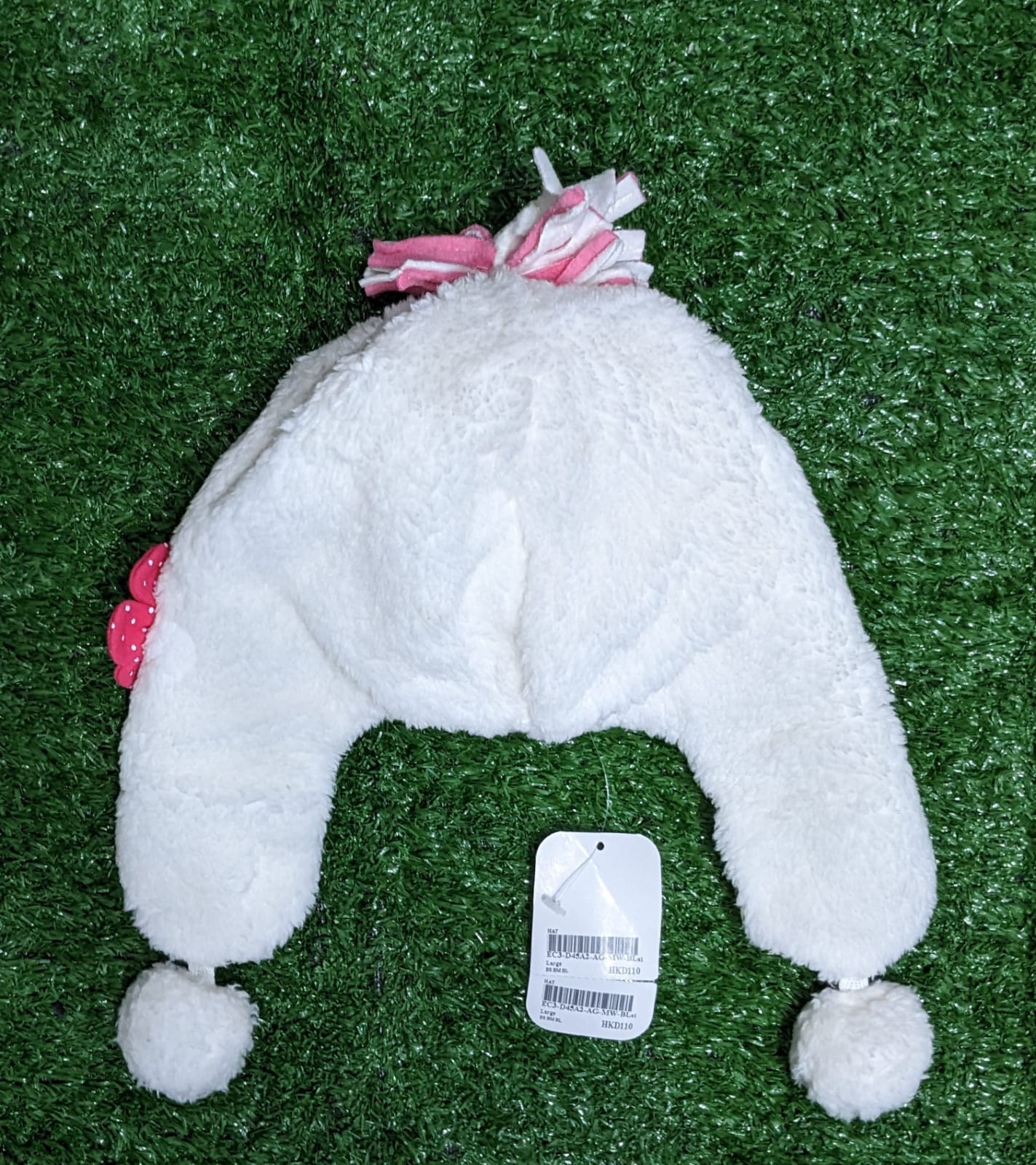 White Baby Cap with Ear Covers | Soft & Warm Winter Hat | Art No. CM0139