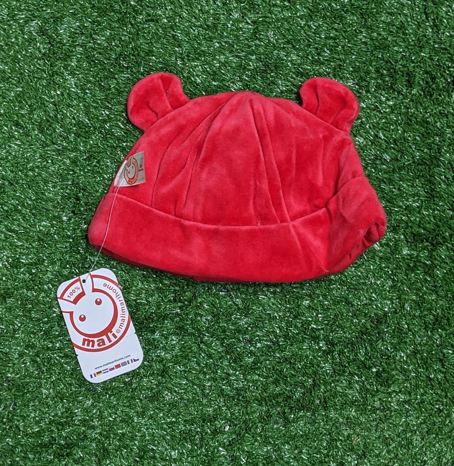 Red Baby Cap with Rabbit Side Ears | Cute & Cozy Winter Hat | Art No. CM0141