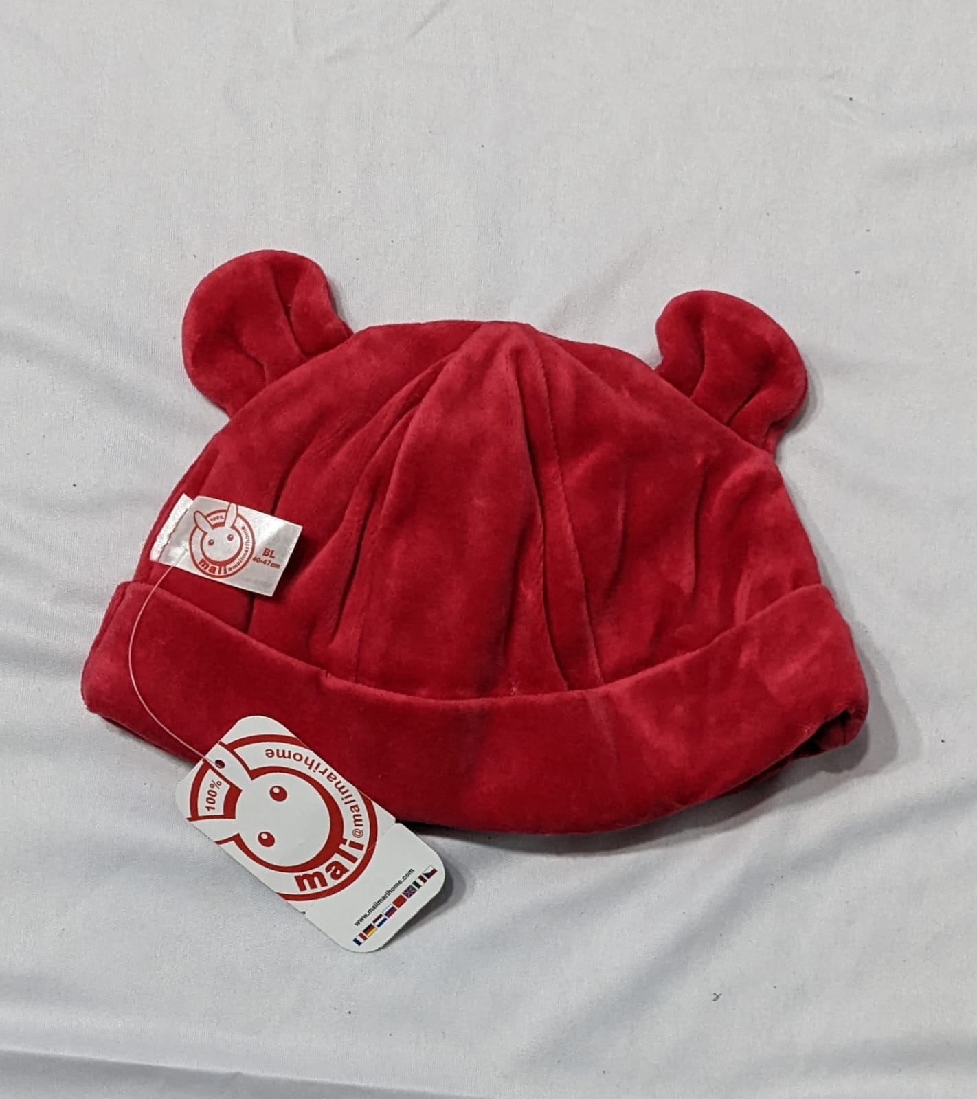 Red Baby Cap with Rabbit Side Ears | Cute & Cozy Winter Hat | Art No. CM0141