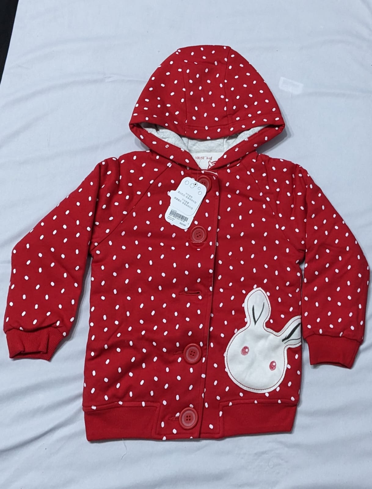 Red Baby Hoodie with White Dots | Double Cotton for Cozy Comfort | Art No. CM0175