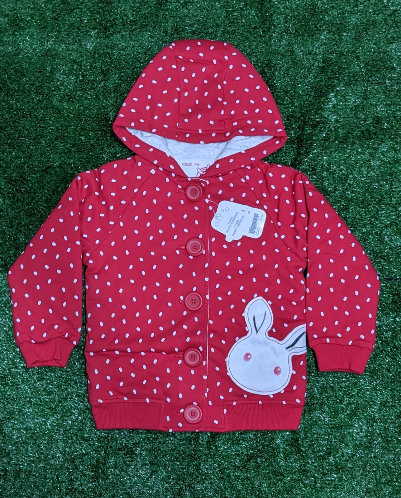 Red Baby Hoodie with White Dots | Double Cotton for Cozy Comfort | Art No. CM0175