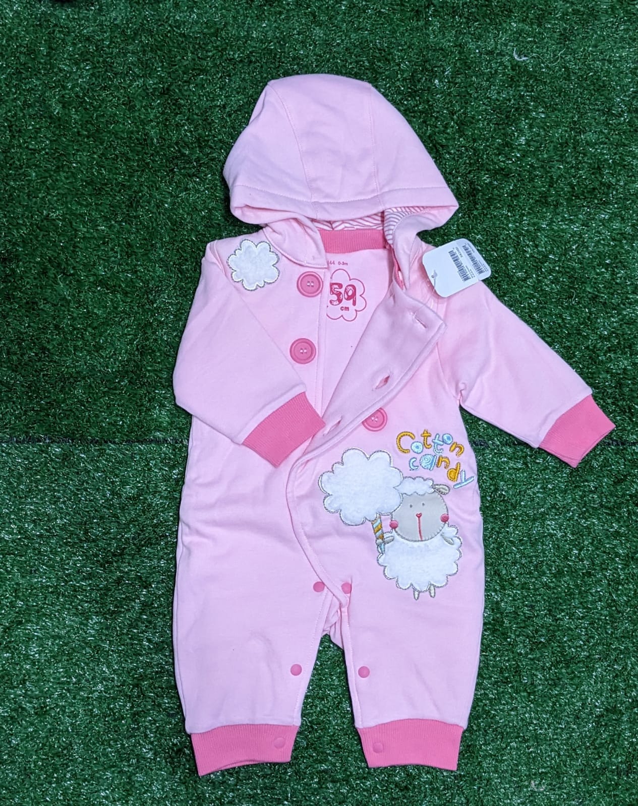 Pink Baby Full Body Romper with Hoodie | Double Cotton & Polyester Filling | Full Sleeves | Art No. CM0181