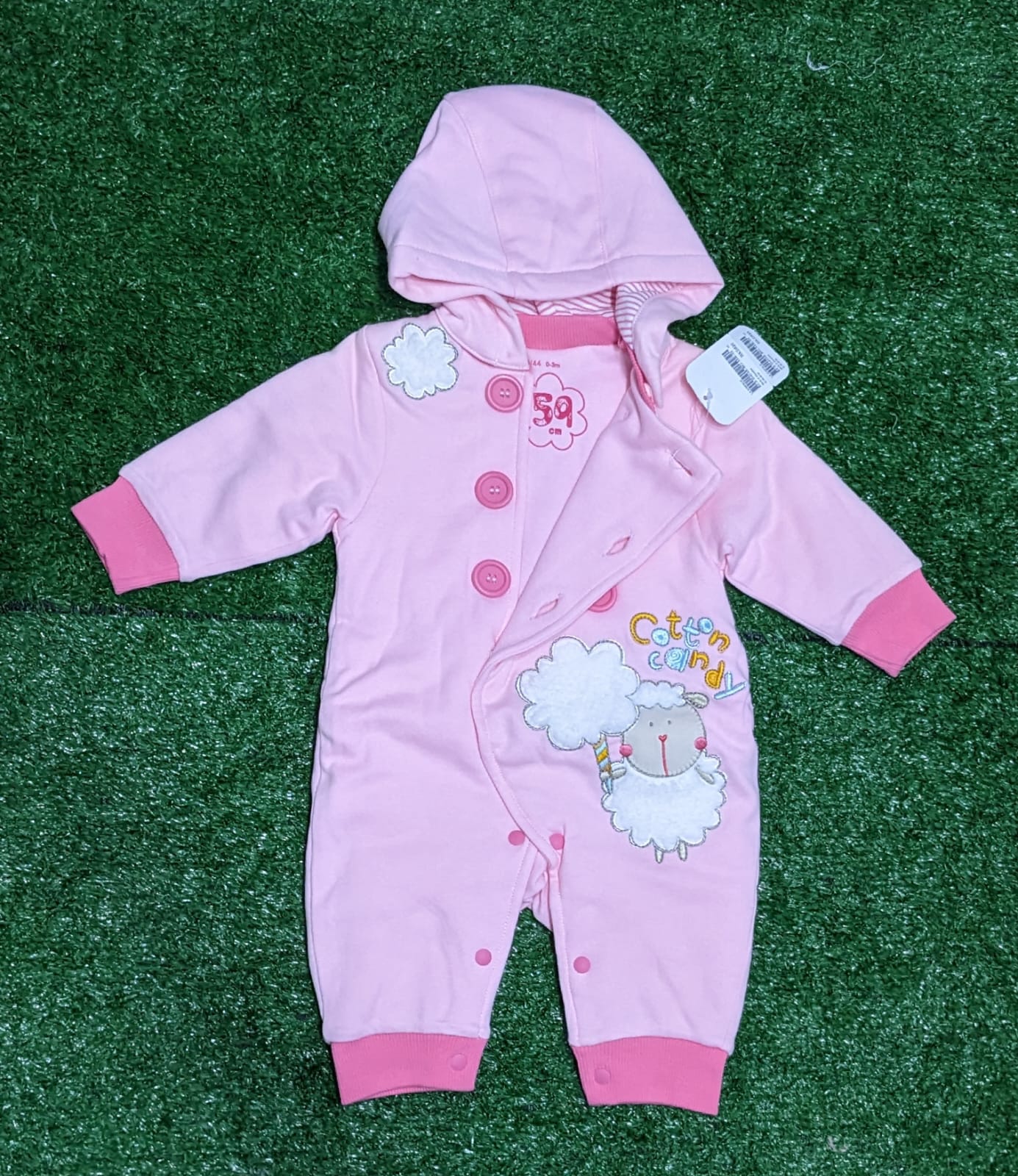 Pink Baby Full Body Romper with Hoodie | Double Cotton & Polyester Filling | Full Sleeves | Art No. CM0181
