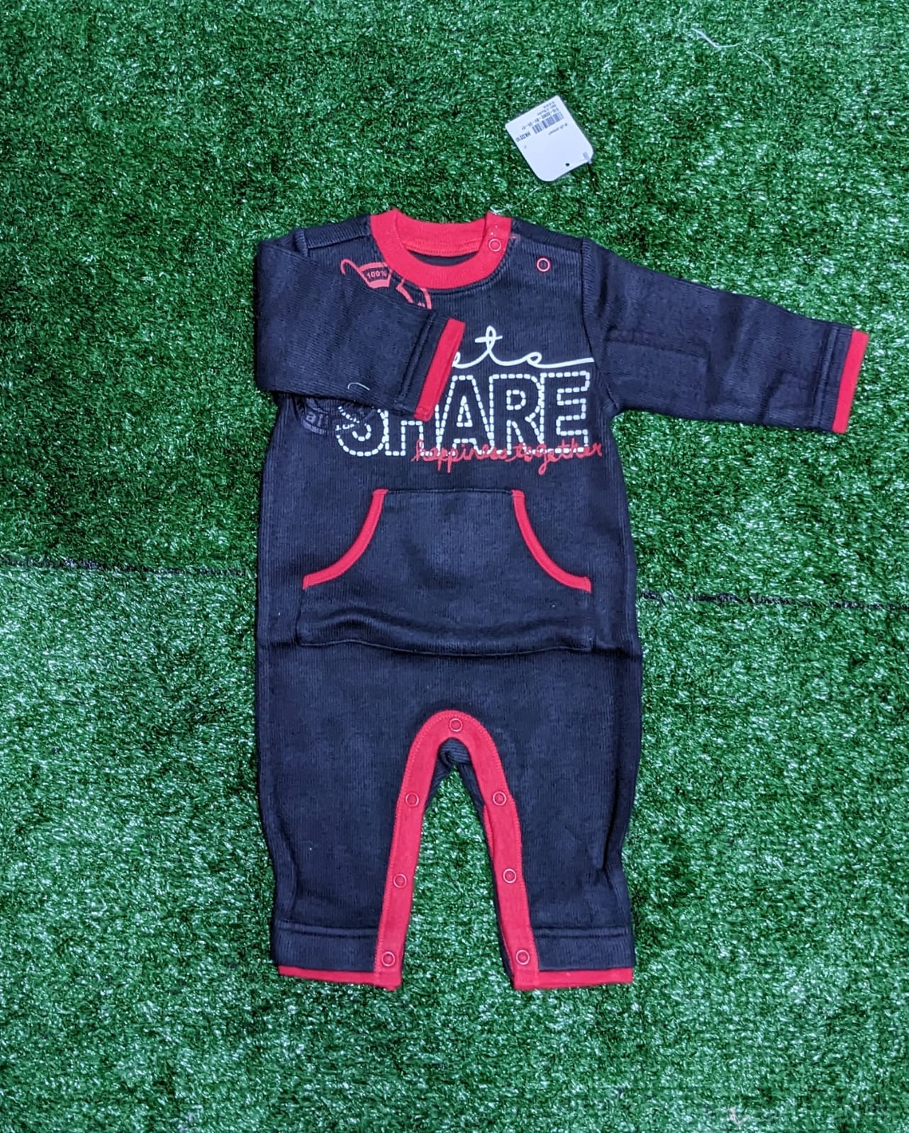 Black Baby Romper | Full Sleeves & Full Body Coverage | Cozy & Stylish | Art No. CM0186