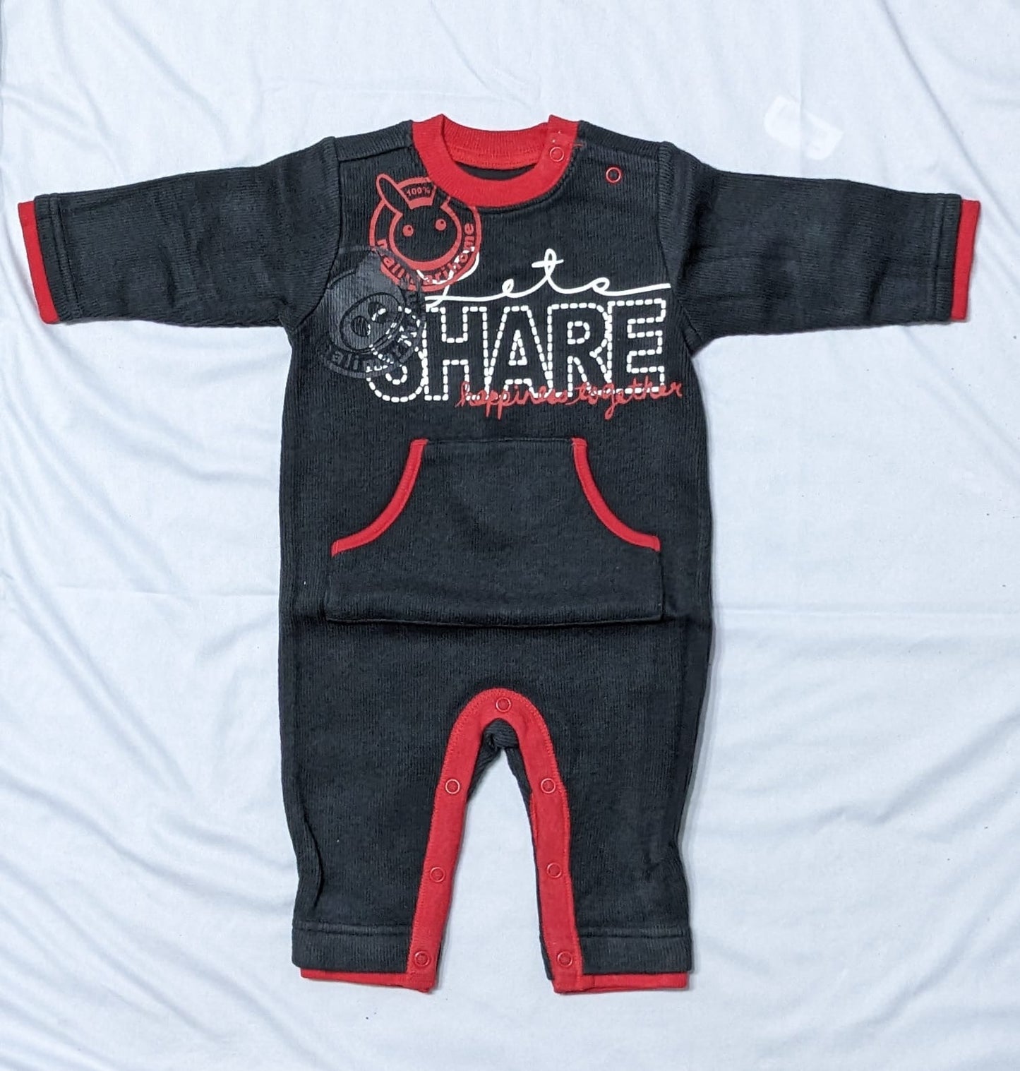 Black Baby Romper | Full Sleeves & Full Body Coverage | Cozy & Stylish | Art No. CM0186