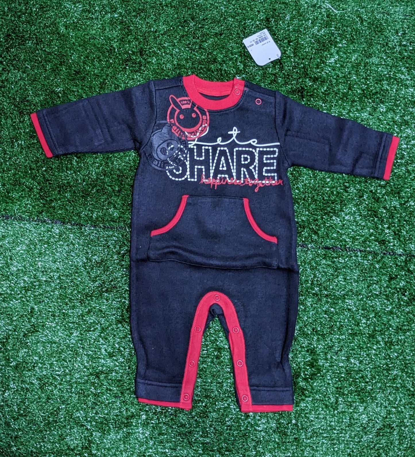 Black Baby Romper | Full Sleeves & Full Body Coverage | Cozy & Stylish | Art No. CM0186